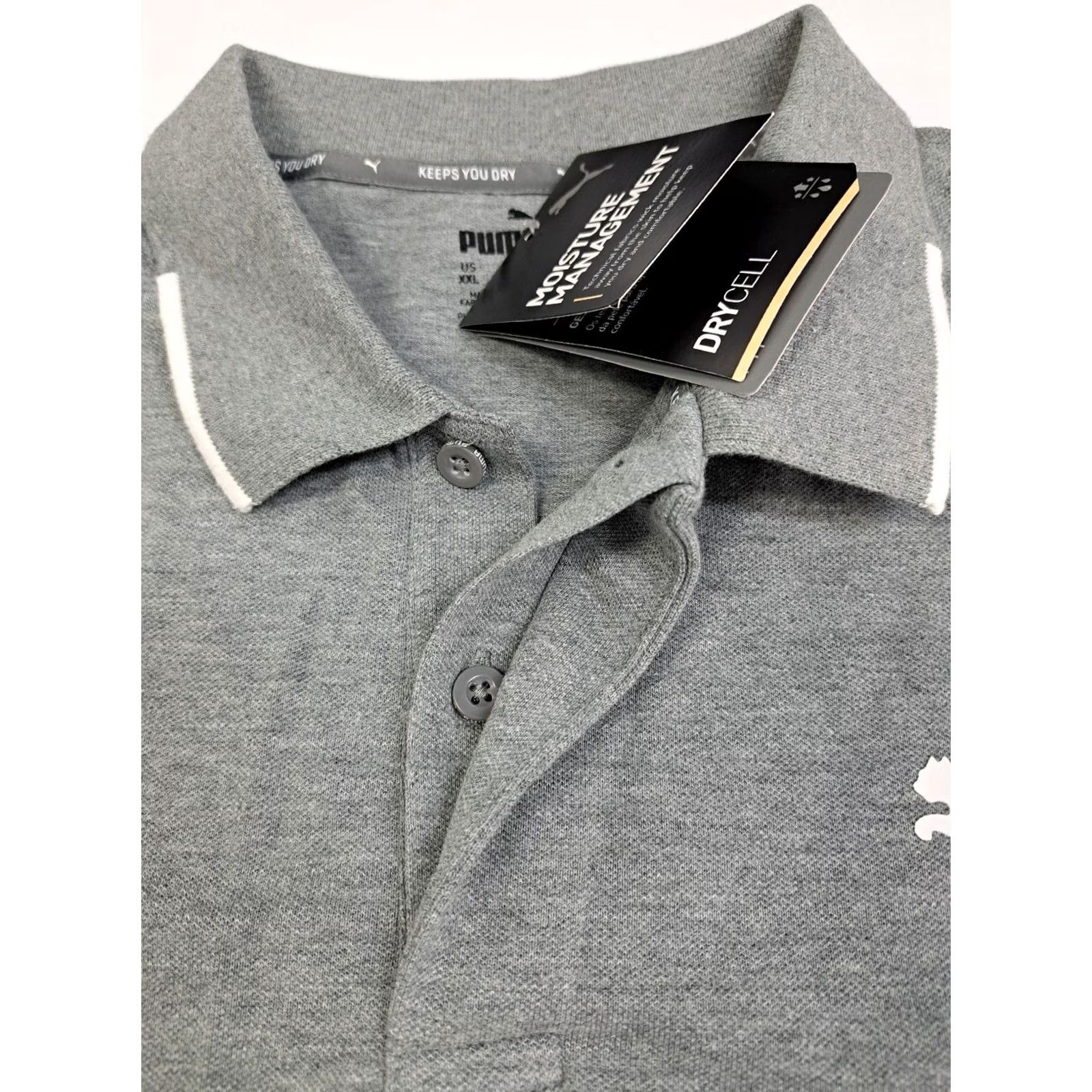 Puma PUMA Dry Cell Polo Shirt Short Sleeve Gray 2XL Mens Polo Shirt Regular Fit Short Sleeve Moisture Wicking Classic Sports Shirt Size US XXL / EU 58 / 5 - 2 Thumbnail