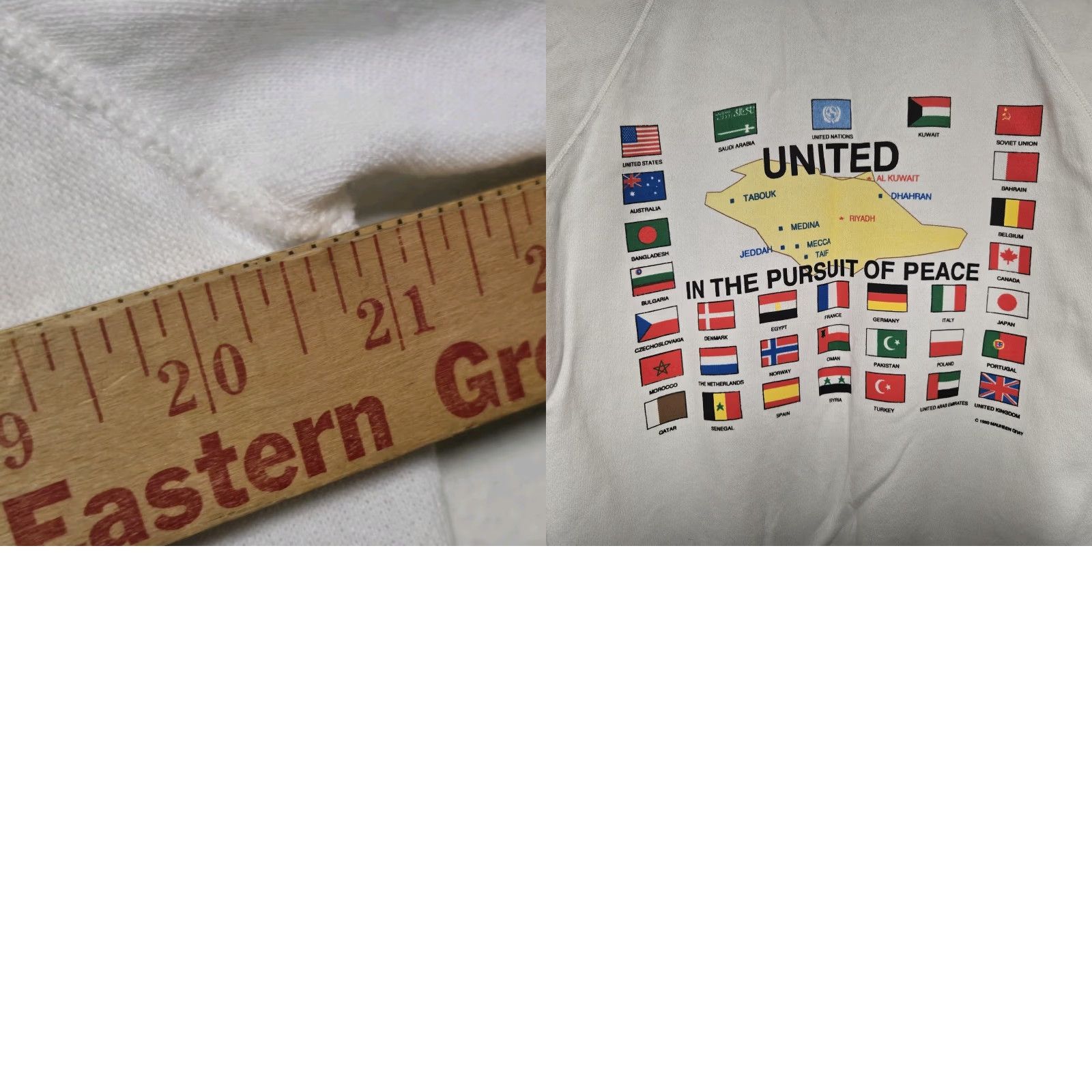 Hanes VTG 1991 Desert Storm Crewneck Sweatshirt Mens L White Hanes USA 90s Military Graphic Print Pullover Size US L / EU 52-54 / 3 - 8 Thumbnail