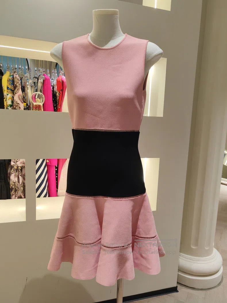 Alexander McQueen Alexander Mcqueen Pink-black stitched dress Size S / US 4 / IT 40 - 2 Thumbnail