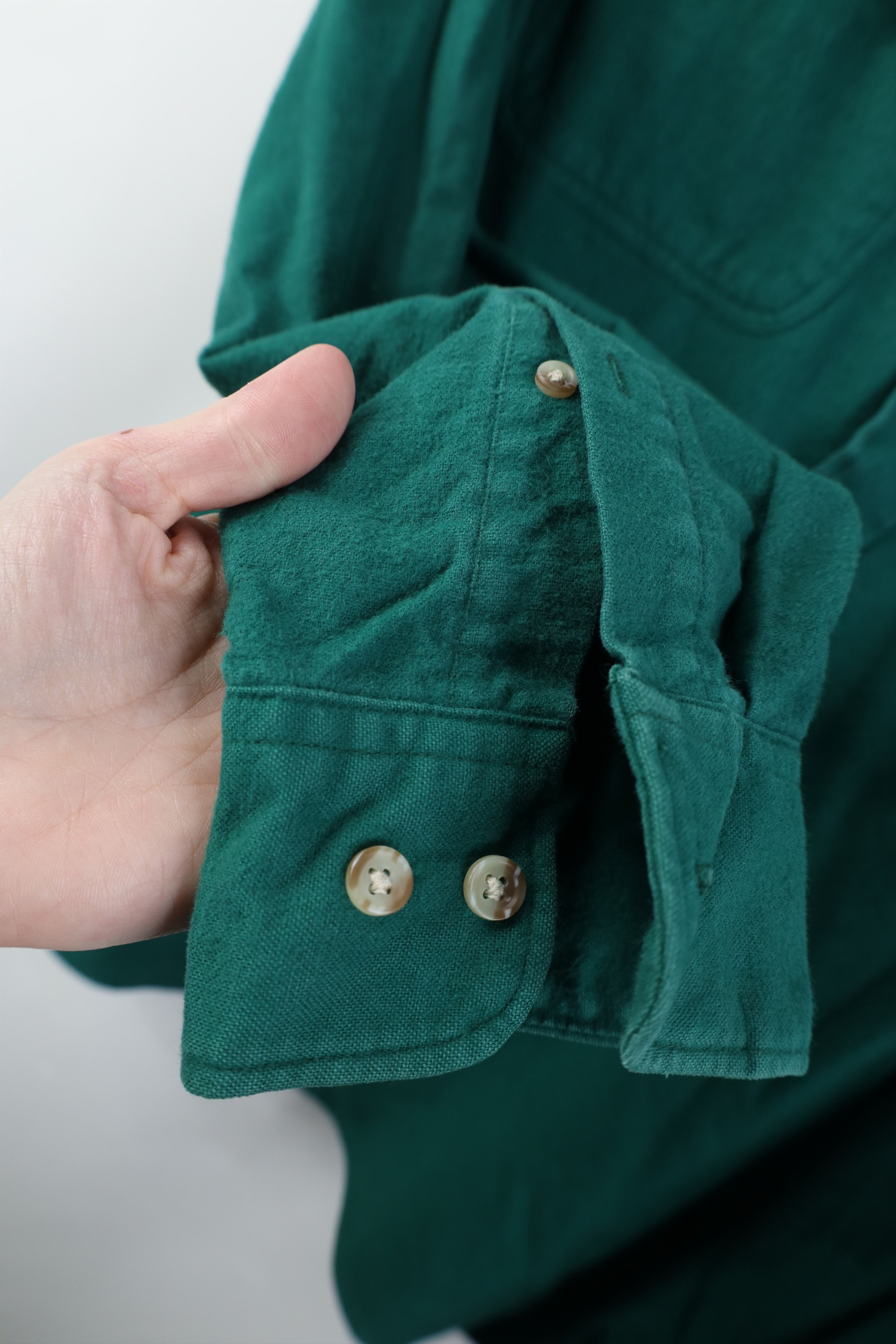Vintage Vintage 70s Streetwear Cloth Collared Button Shirt Green Size US L / EU 52-54 / 3 - 8 Thumbnail