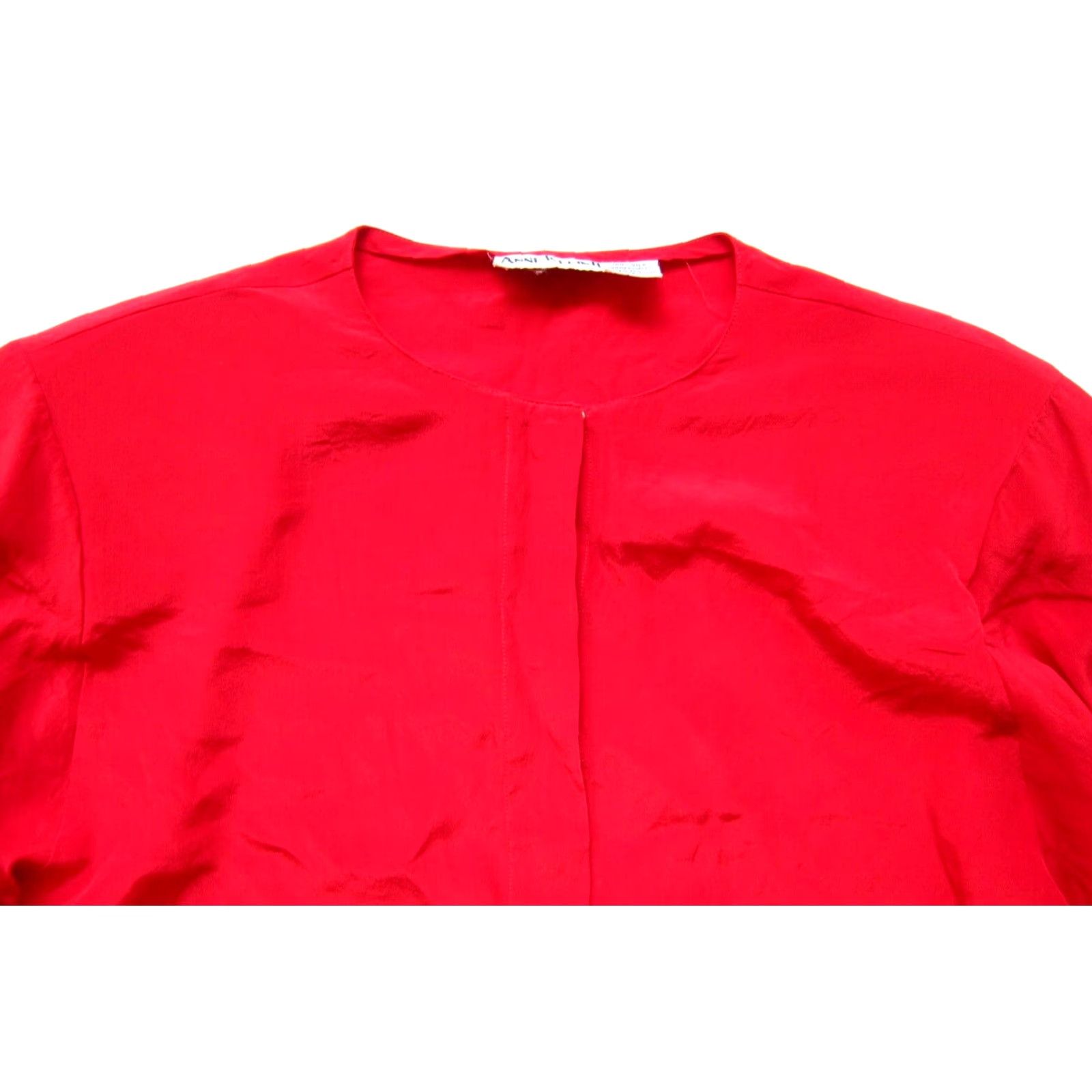 Anne Klein VINTAGE Anne Klein II Blouse Shirt Women 6 Red Silk Long Sleeve Button Down Crew Neck Size M / US 6-8 / IT 42-44 - 3 Thumbnail