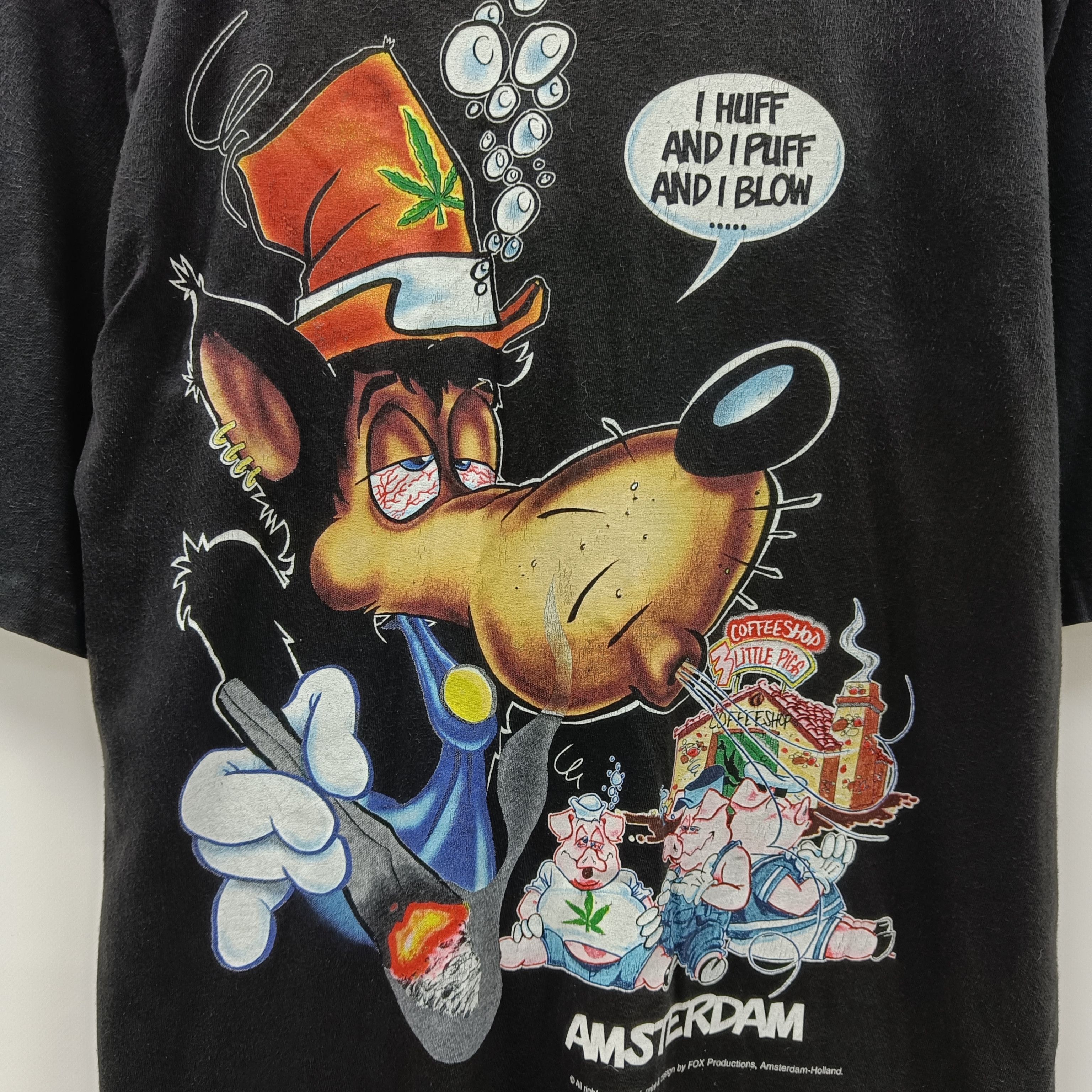 Band Tees Vintage 90s Amsterdam Marijuanas Smoke Blunt Fox Black Tee Size US XL / EU 56 / 4 - 3 Thumbnail