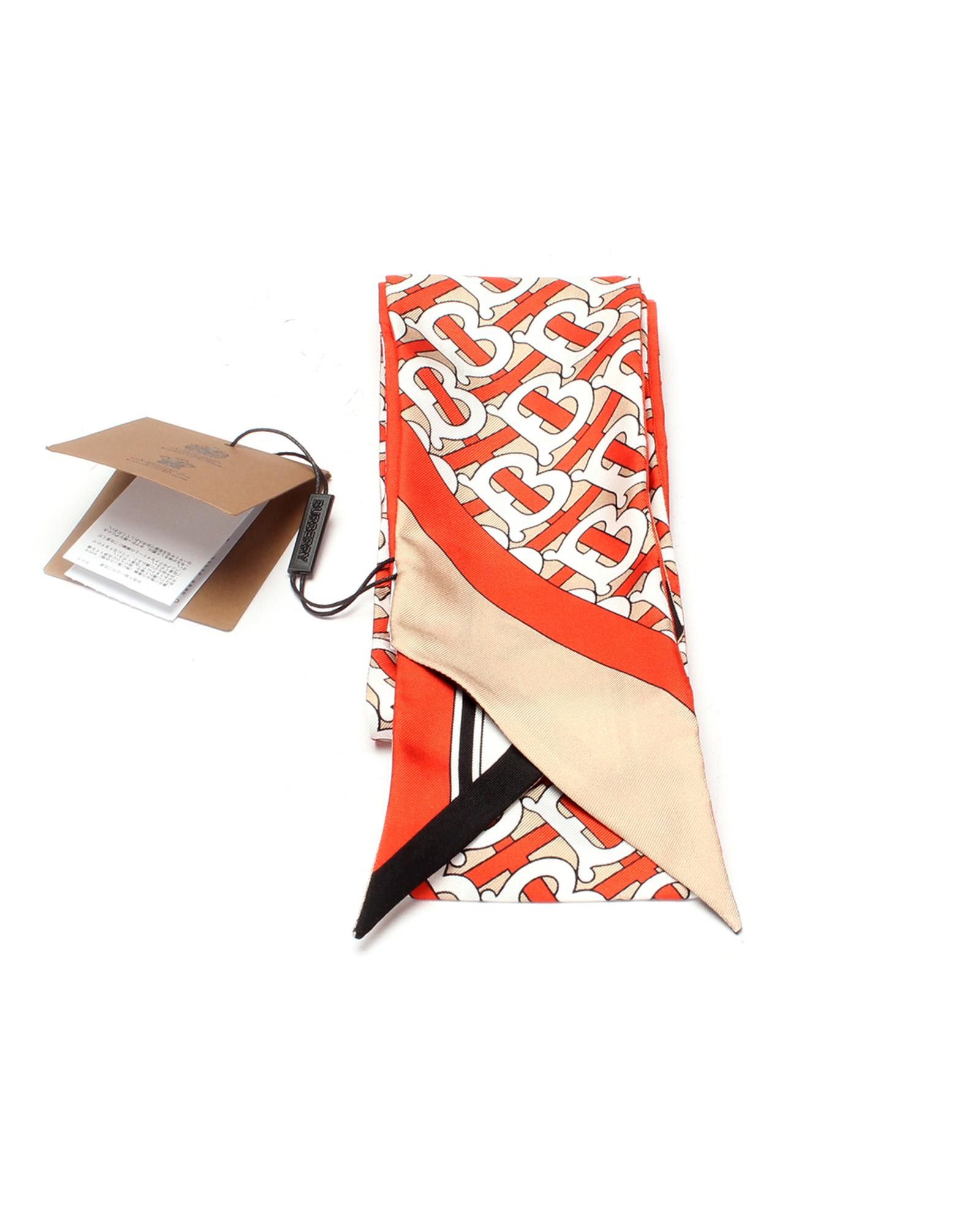 image of Burberry Logo Twilly Silk Scarf, Women's