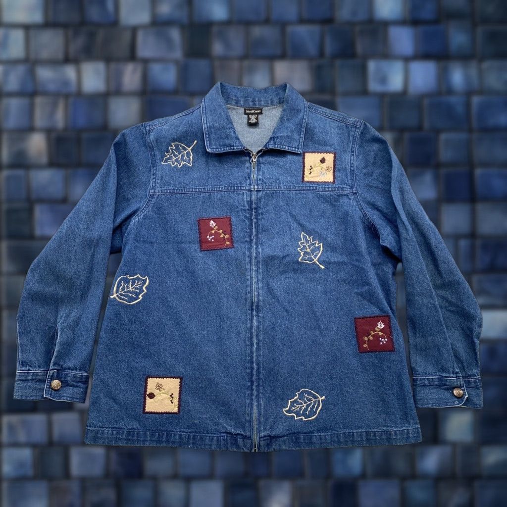 Denime North Crest Denim Full Zip Women's Jacket Embroidered Size 18 Plus Blue Fall 18/20W Womens Size XXL / US 16-18 / IT 52-54 - 1 Thumbnail
