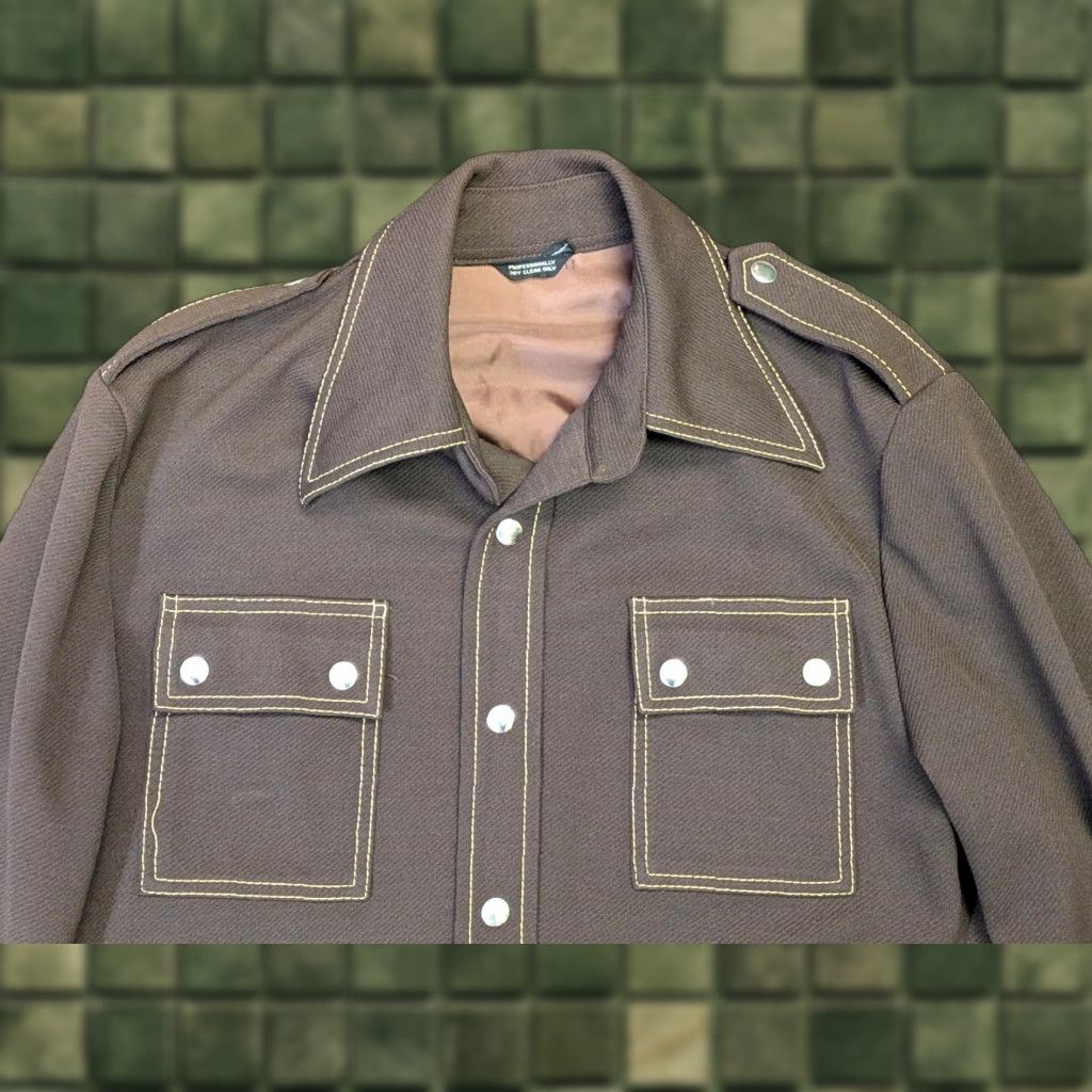 Vintage VINTAGE Menswear Nulook Fashions Silver Label Mens Brown Button Up Blazer Jacket Size 42R - 1 Thumbnail