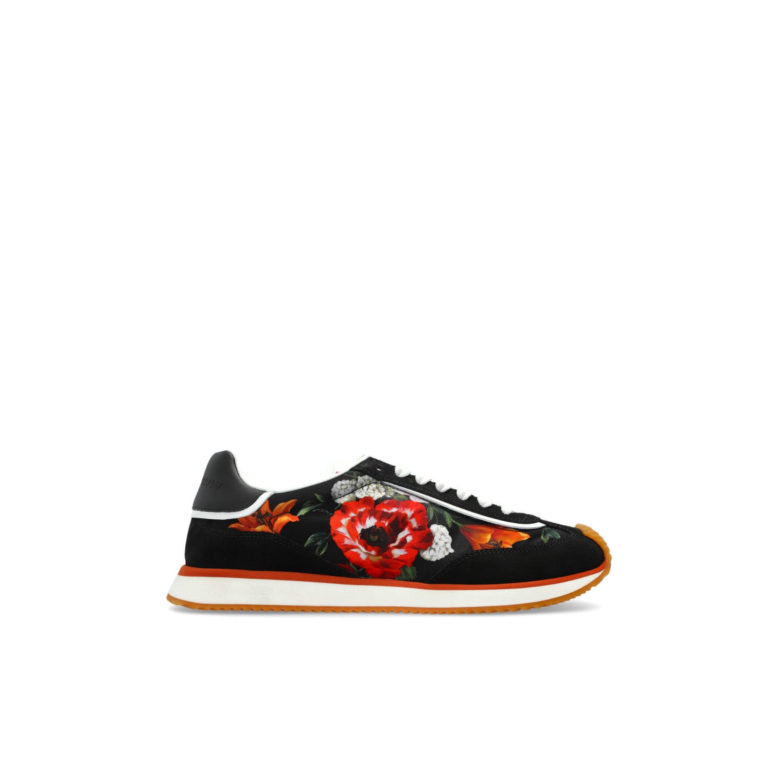 DOLCE&GABBANA Flower Black Leather Sports Sneakers New & Aut
