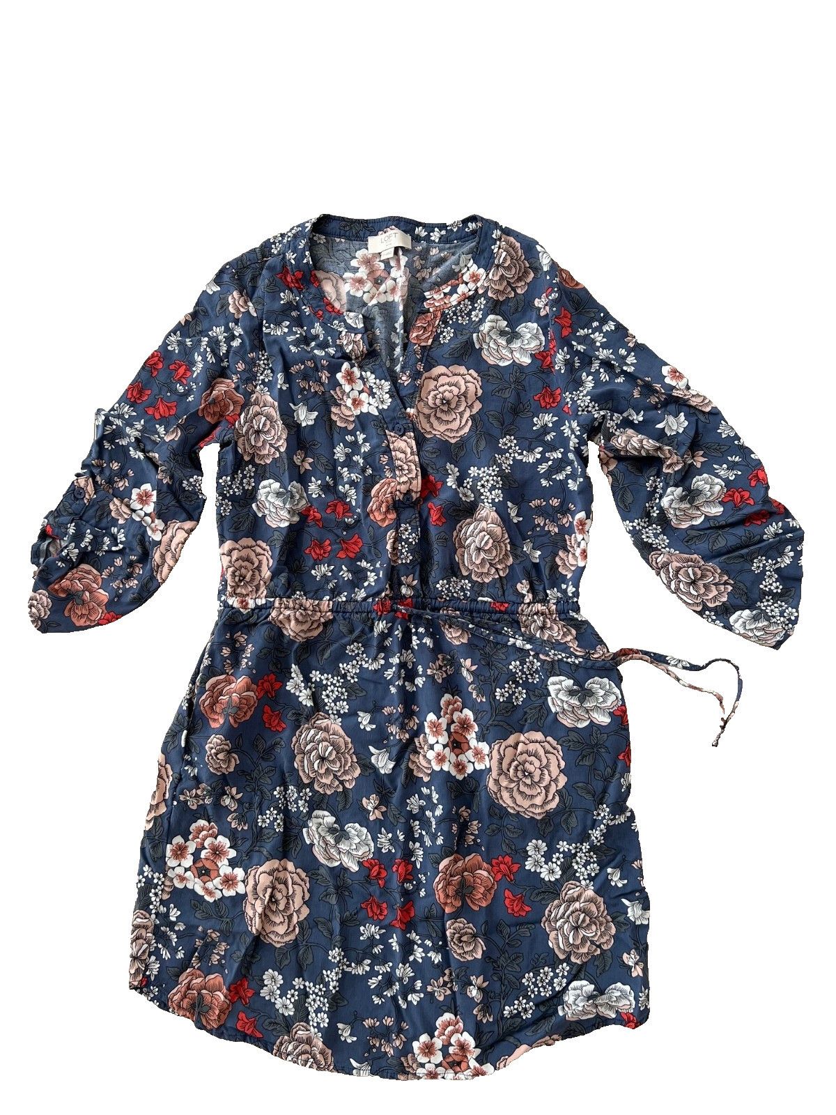 Loft LOFT Outlet Petite Floral Dress Blue Multi ( S ) Size S / US 4 / IT 40 - 1 Thumbnail