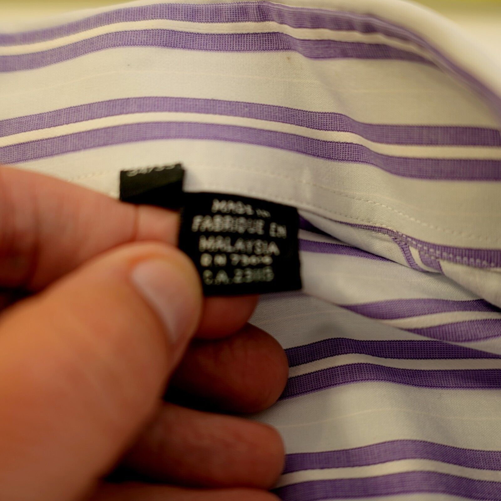 Hugo Boss Boss Hugo Boss White Purple Striped 16.5 34/35 Collared Dres Size US L / EU 52-54 / 3 - 8 Thumbnail