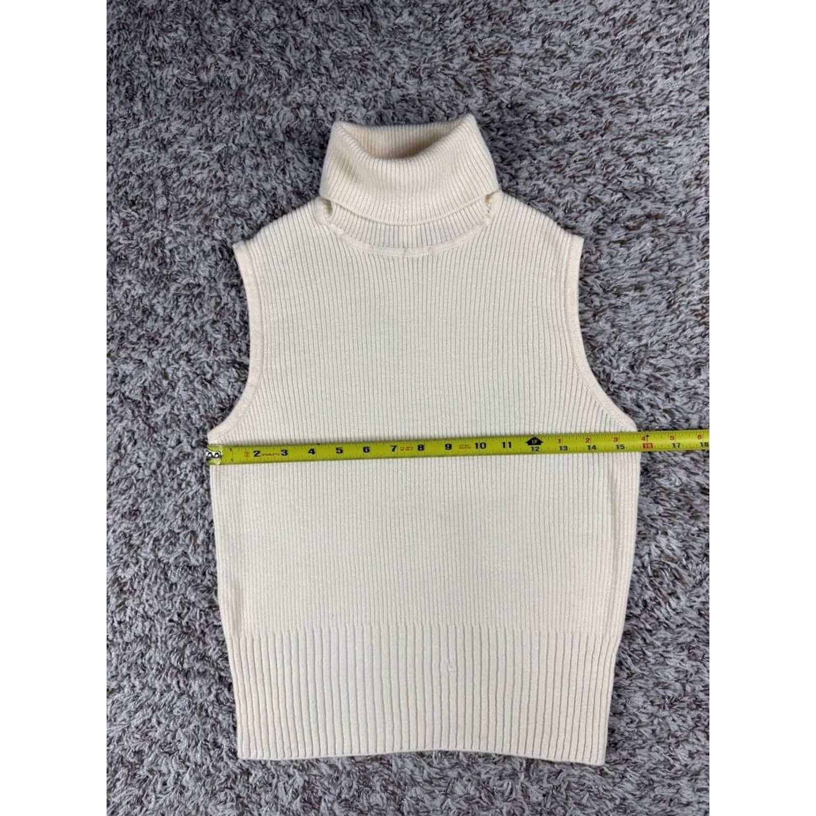 St. John St. John Sport Ivory Ribbed Sleeveless Turtleneck Knit Sweater Size M Women Size M / US 6-8 / IT 42-44 - 6 Thumbnail