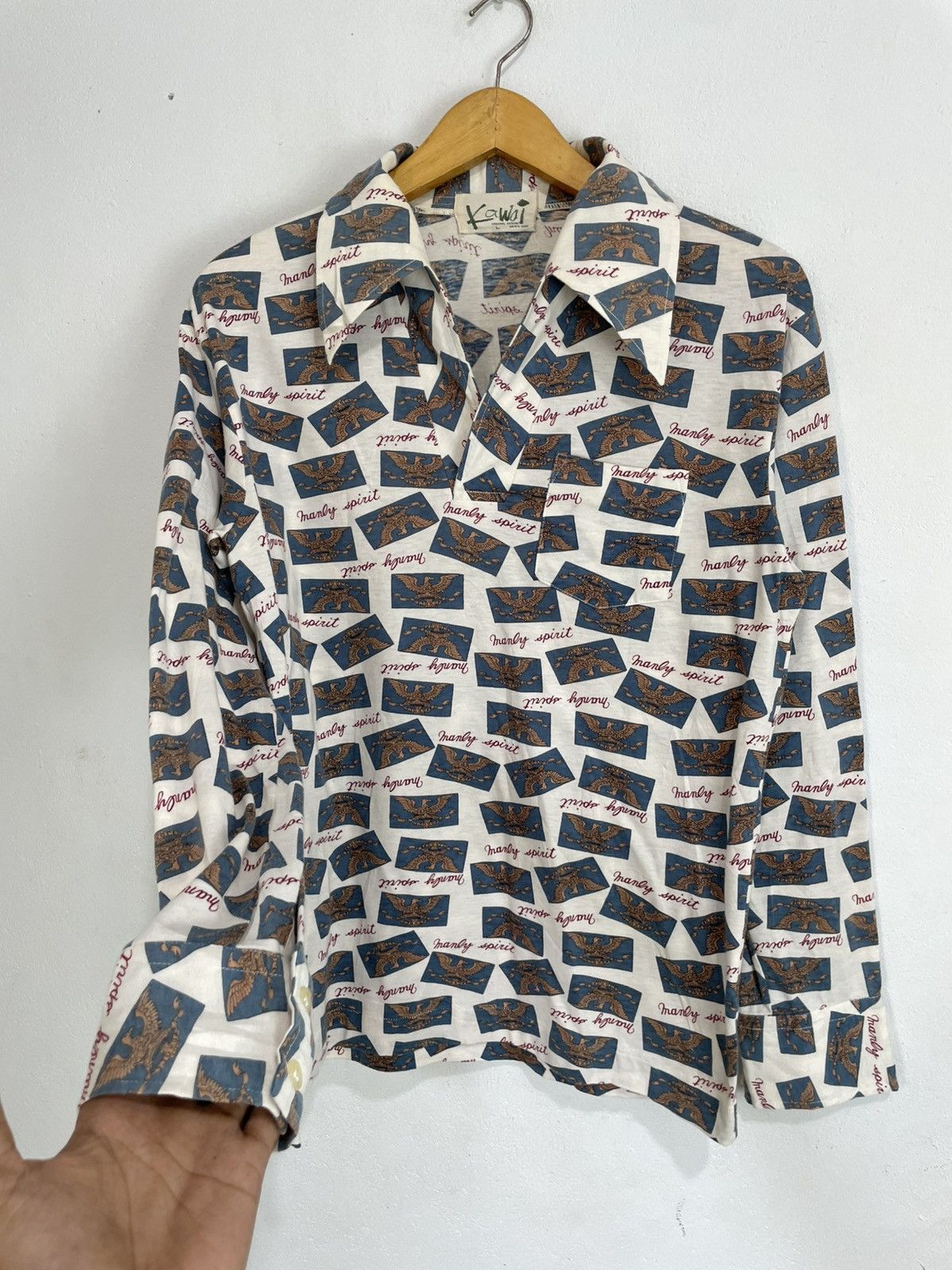 Japanese Brand Kawai Eagle Full Printed Polo Longsleeve Size US L / EU 52-54 / 3 - 1 Thumbnail