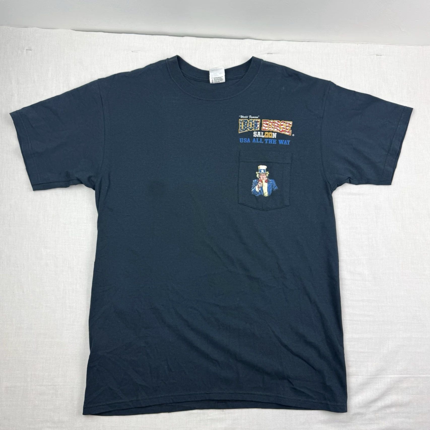 Anvil VINTAGE Iron Horse Saloon T Shirt Adult Large Black 9/11 2001 United States USA Biker Motorcycle Y2K Size US L / EU 52-54 / 3 - 4 Thumbnail