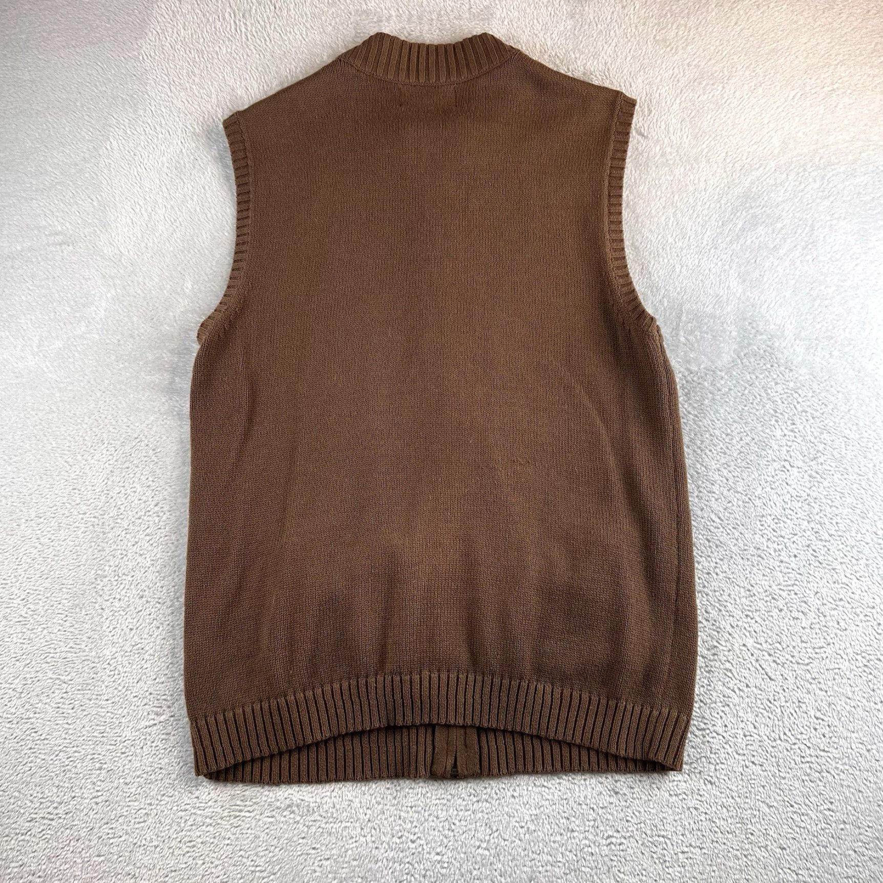 Vintage Cabela's Sweater Vest Mens Medium Brown Full Zip Knitted 100% Cotton Casual Pockets Size US M / EU 48-50 / 2 - 2 Thumbnail