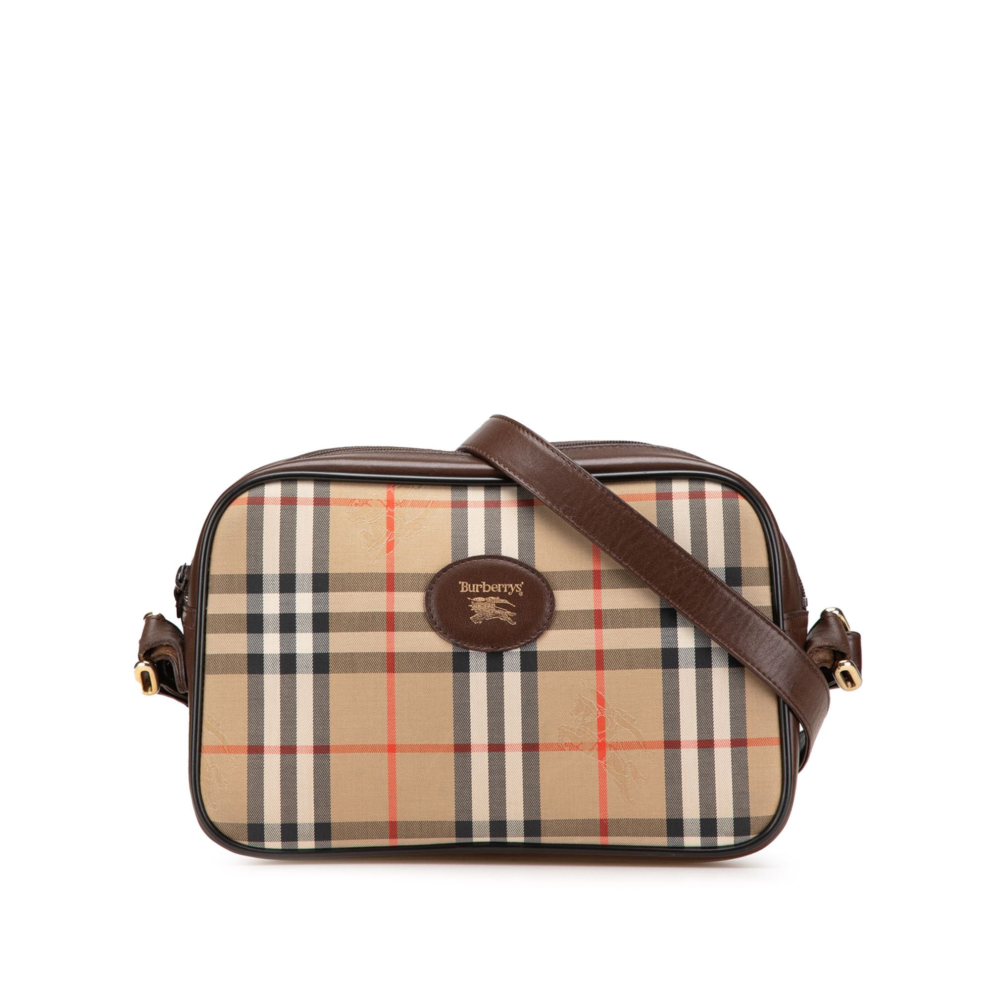 Burberry Haymarket Check Canvas Shoulder Bag in Brown, Women's