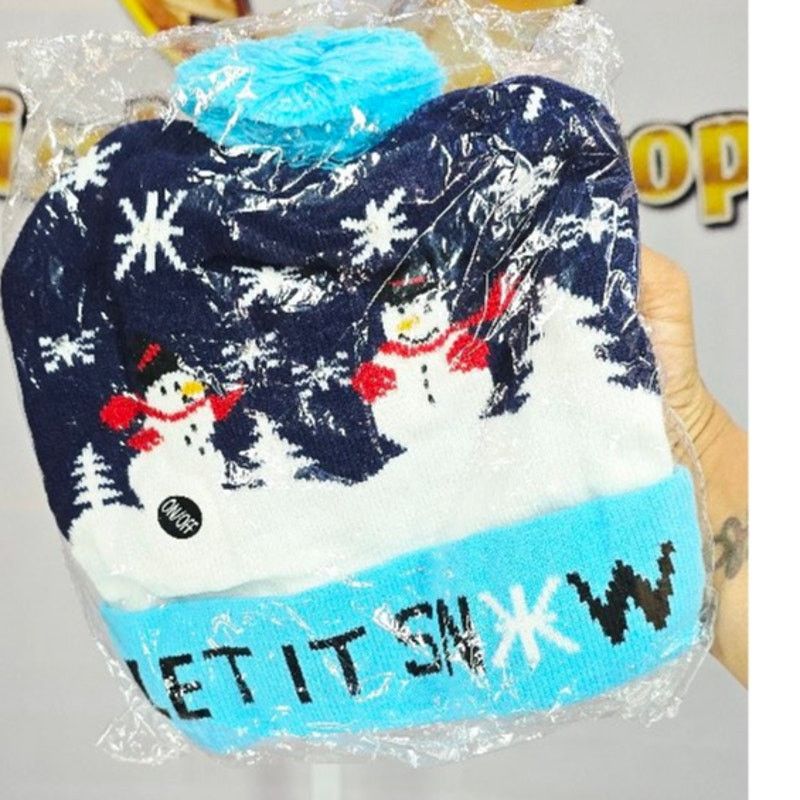 Other Light-Up Christmas Beanie Hat Blue Holiday Snowman One Size Size ONE SIZE - 1 Thumbnail
