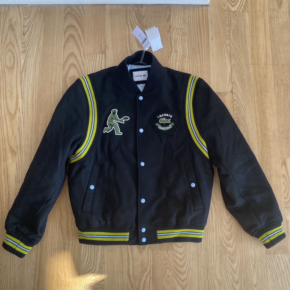 Lacoste Varsity Letterman Wool Bomber Jacket Patch Vintage