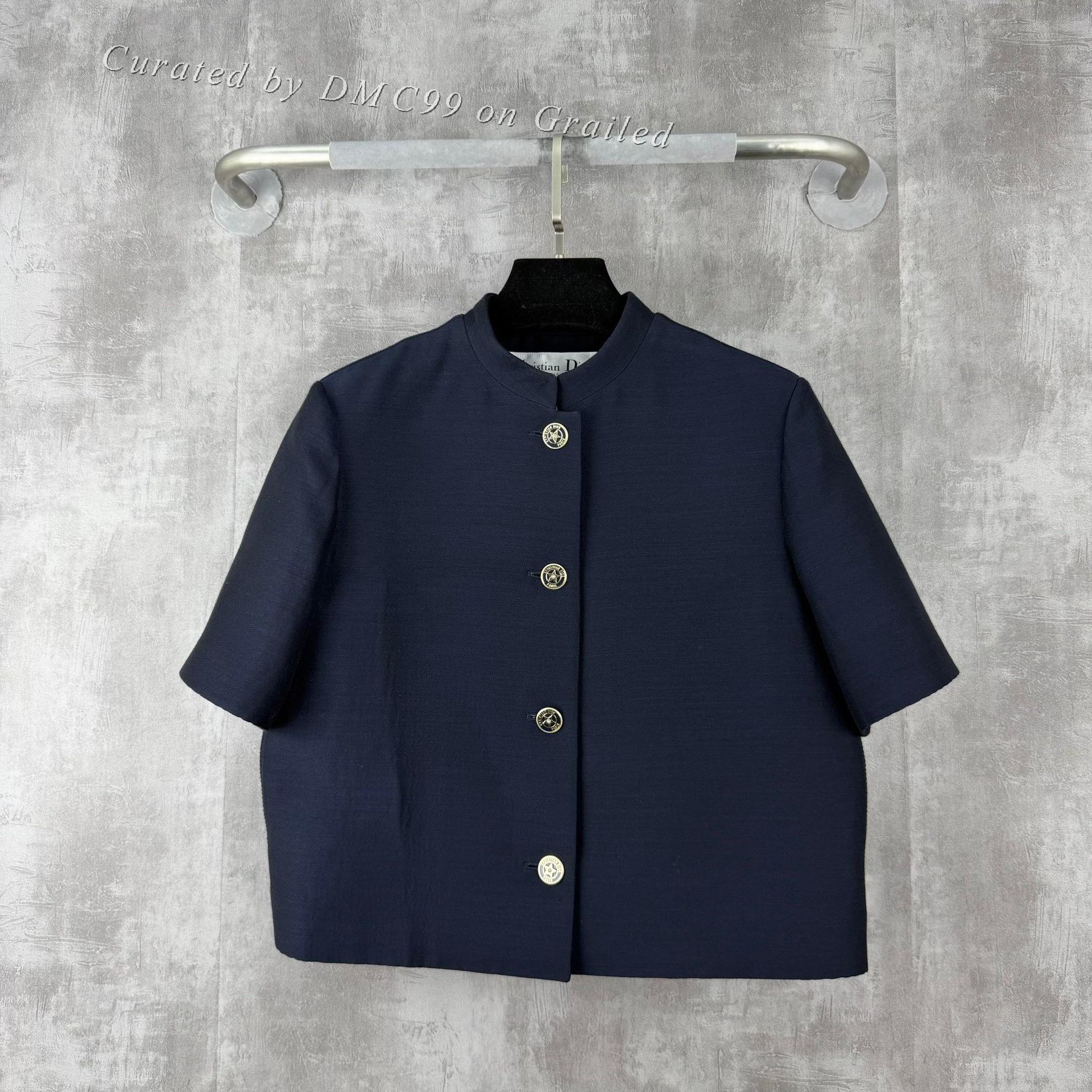 Dior Dior Navy Wool Silk Short Sleeve Cardigan Size XS / US 0-2 / IT 36-38 - 1 Thumbnail