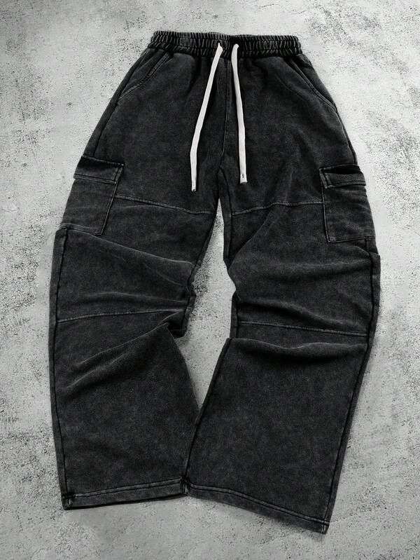 Black Washed Cargo Sweatpants