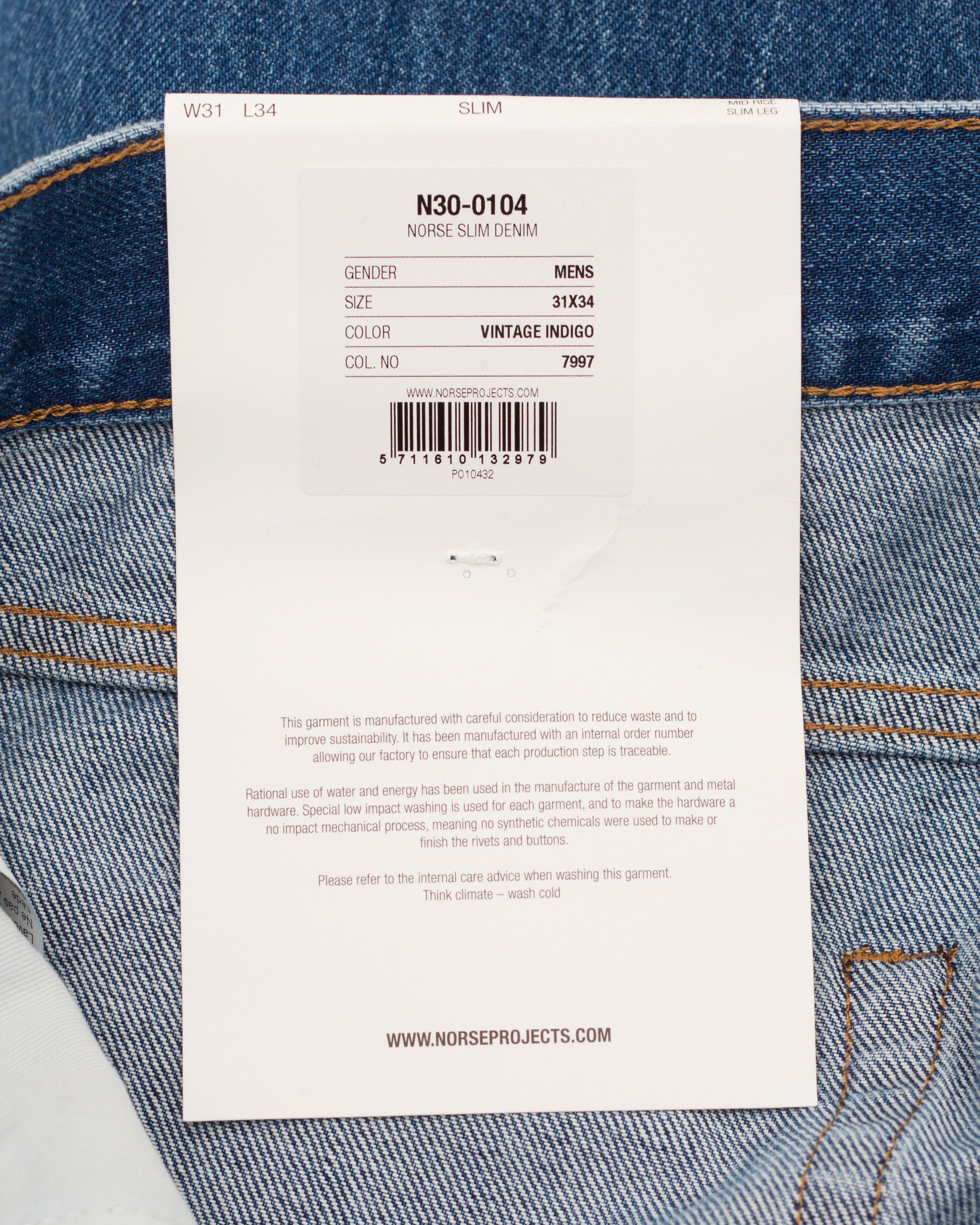 Norse Projects Vintage Indigo Slim Denim Jeans SS22 Size US 31 - 12 Thumbnail