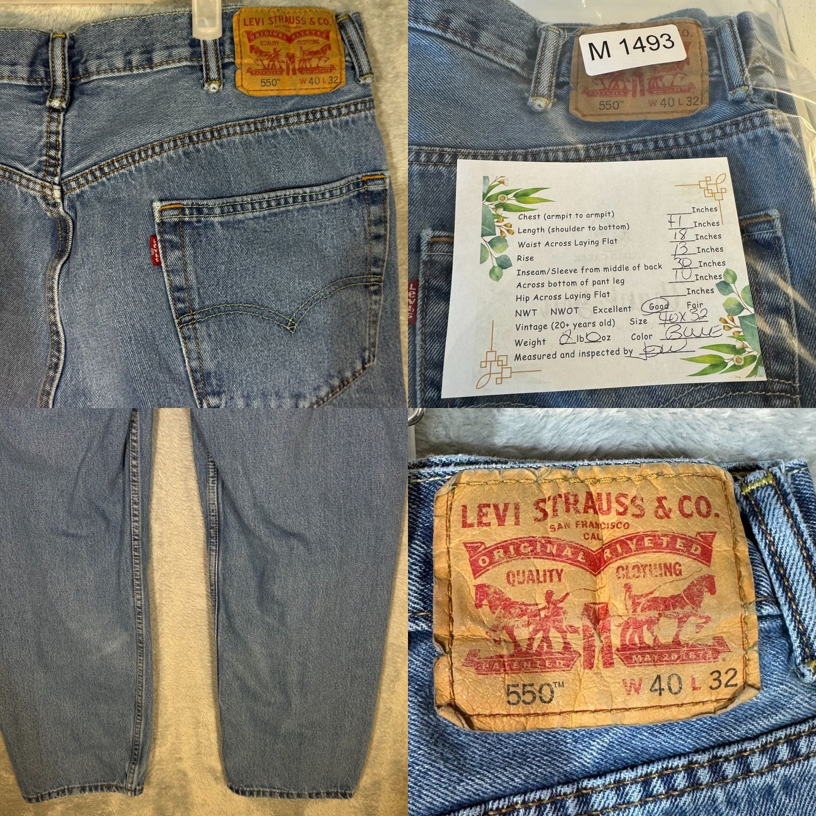 Levi's Levi’s 550 Jeans Men’s 40x32 Blue Denim Relaxed Fit Mid-Rise Straight Leg Jeans 5-Pocket Design Men’s Regular XS? Size US 40 / EU 56 - 8 Thumbnail