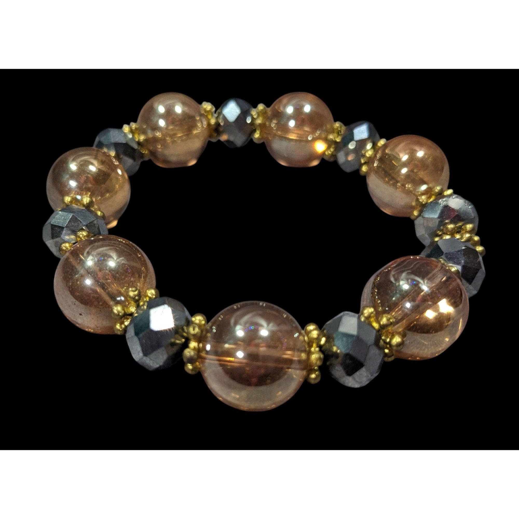 Other Whimsical Silver And Gold Tone Glass Beaded Bracelet Size ONE SIZE - 3 Thumbnail