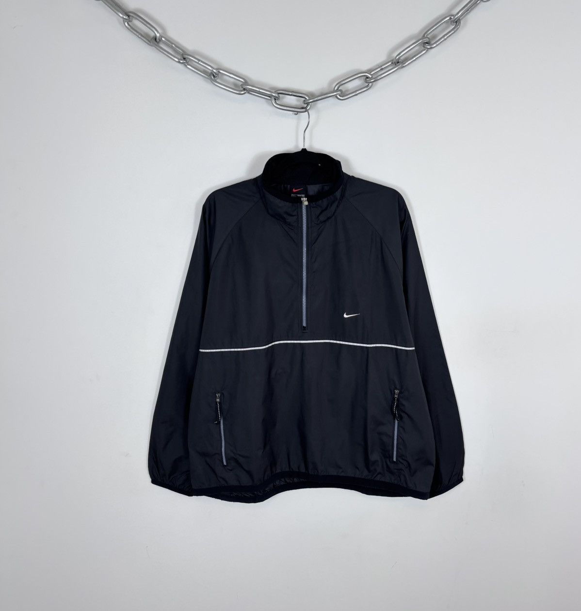 Nike Vintage 1990s Nike Y2K Black Swoosh Hype Anorak Jacket Size US L / EU 52-54 / 3 - 1 Thumbnail