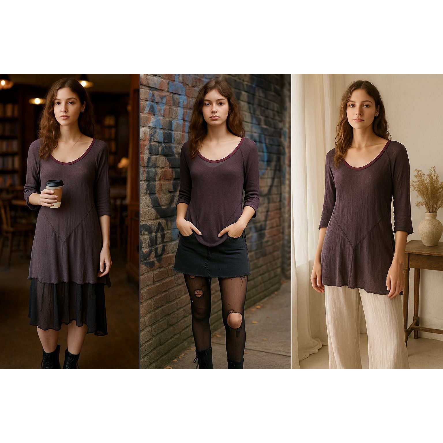 Free People Free People Wn Layering Tunic Top Purple L Whimsygoth Fairy Size L / US 10 / IT 46 - 1 Thumbnail