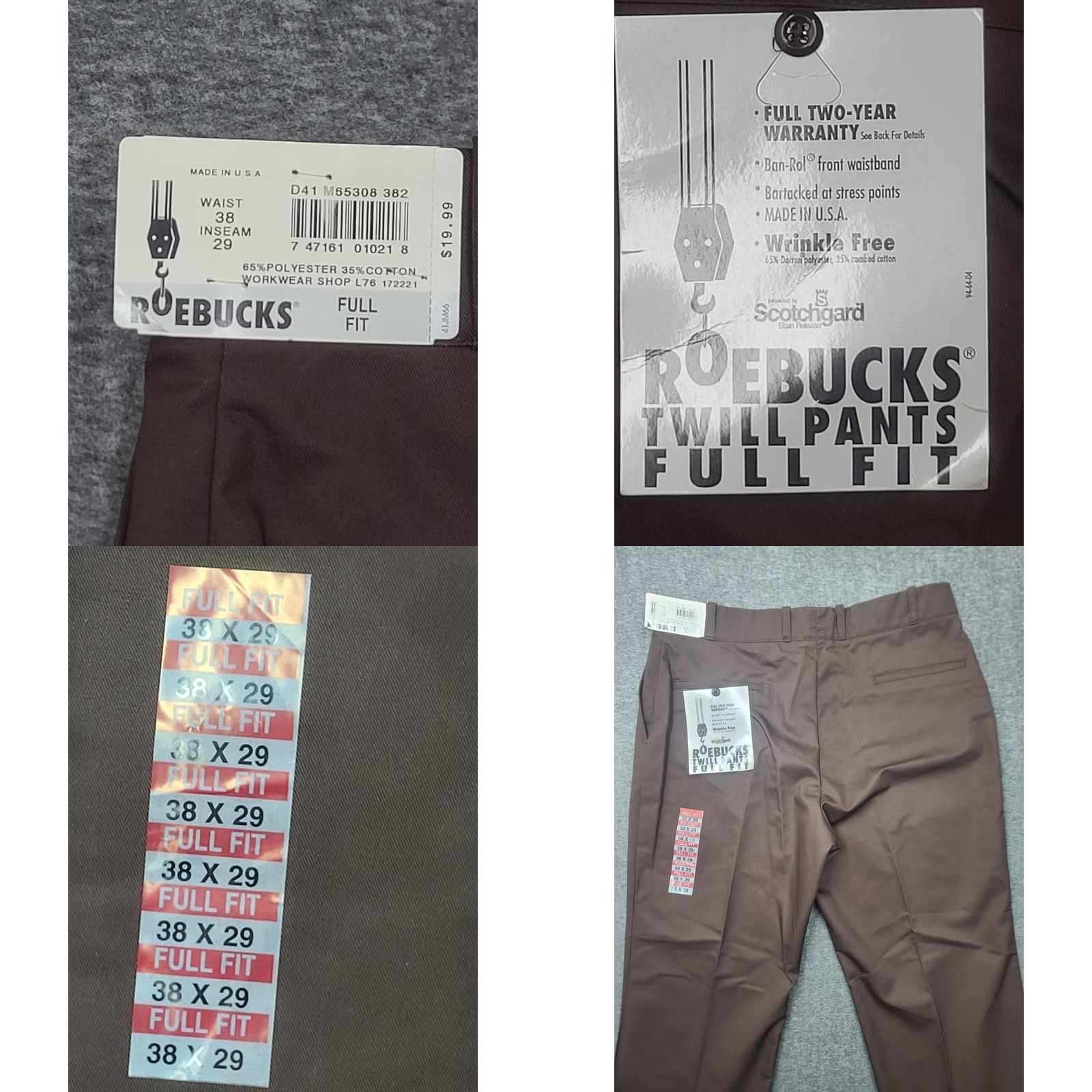 Sears VINTAGE Roebucks Sears Perma-Prest Full Fit Twill Work Pants Mens 38x29 Brown NWT Size US 38 / EU 54 - 9 Thumbnail