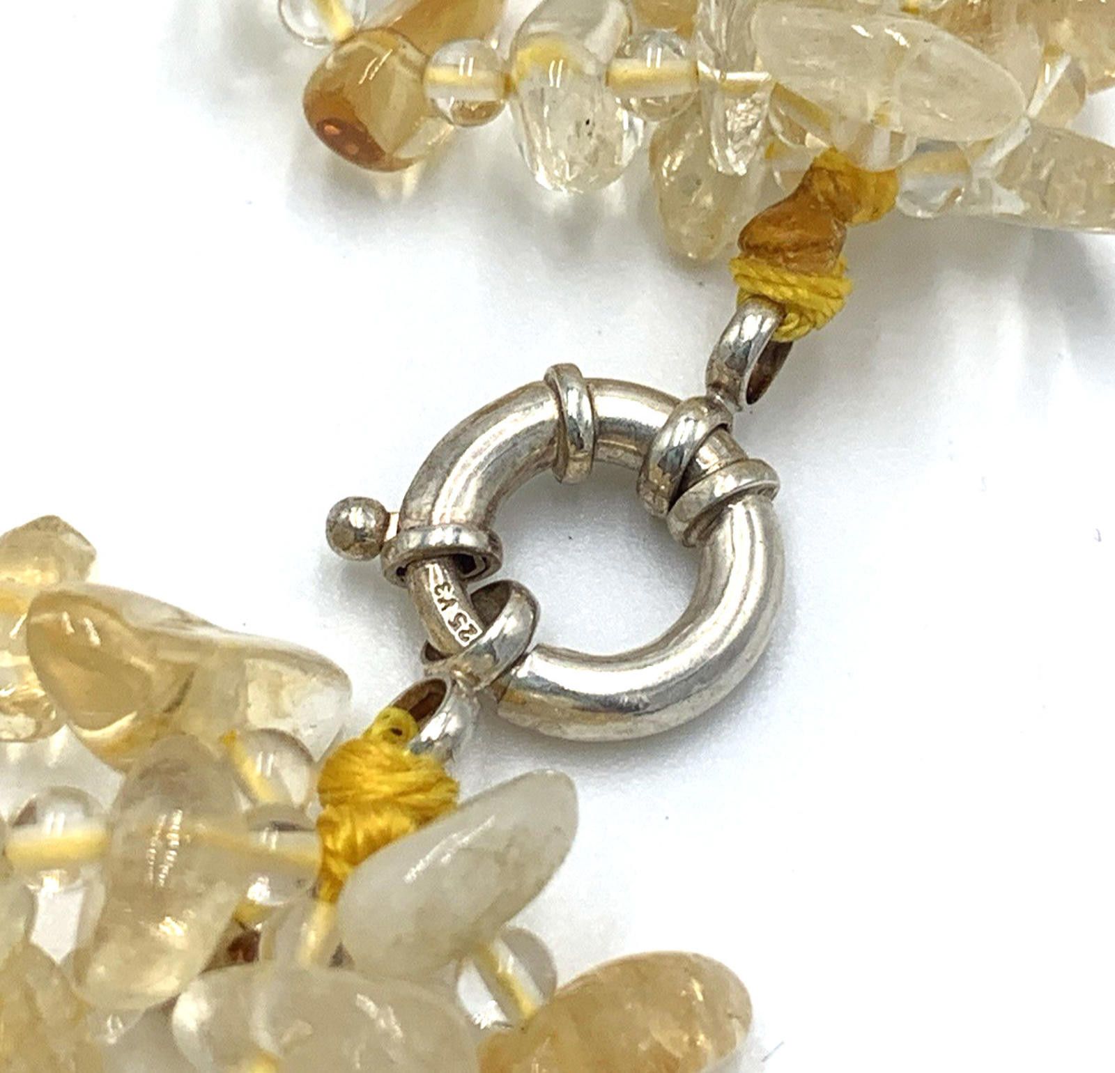 The Unbranded Brand Six Strand Citrine Agate Stone Sterling Silver Necklace Size ONE SIZE - 5 Thumbnail