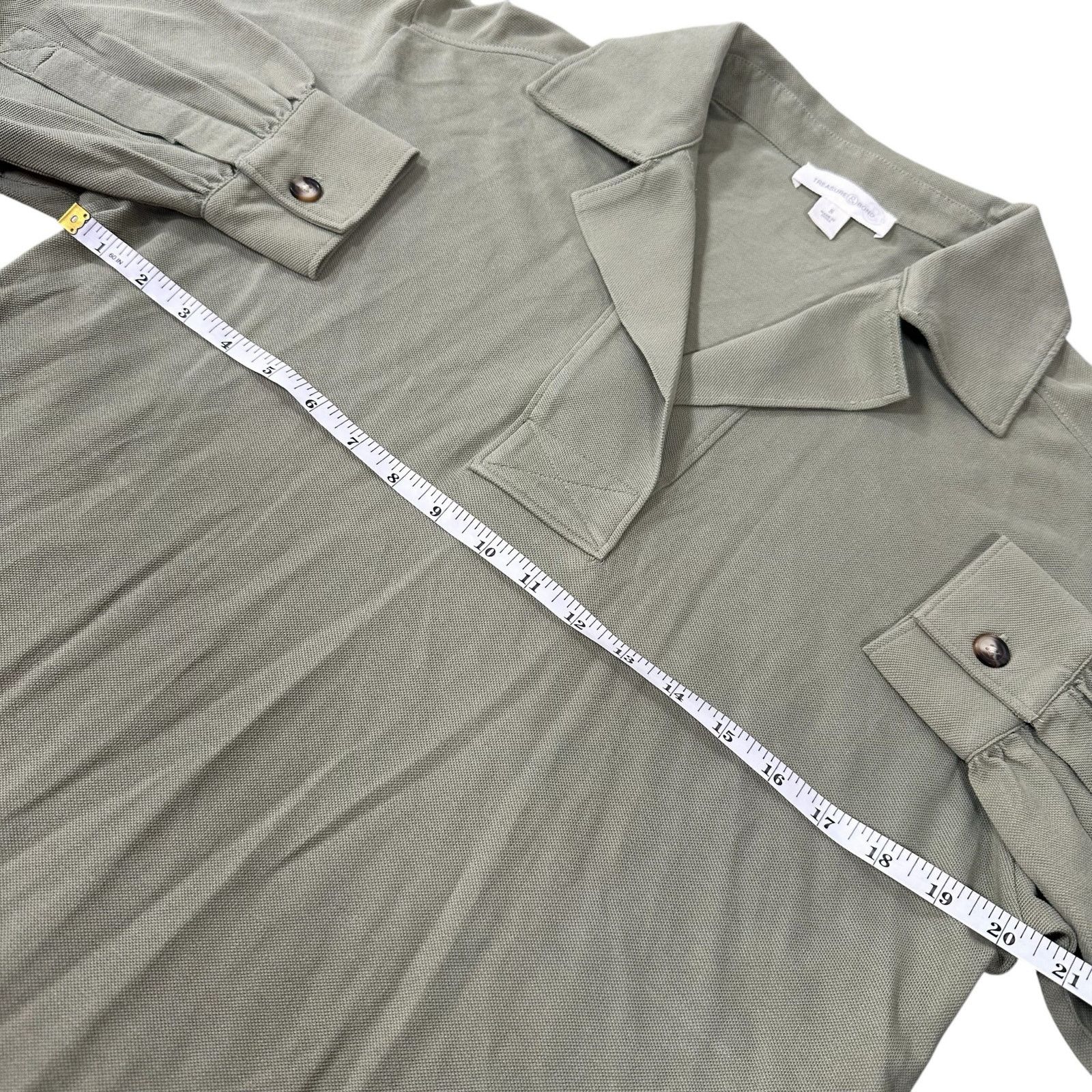 Treasure & Bond Treasure & Bond Womens Collared Tunic Top Olive Acorn Size S Size S / US 4 / IT 40 - 3 Thumbnail