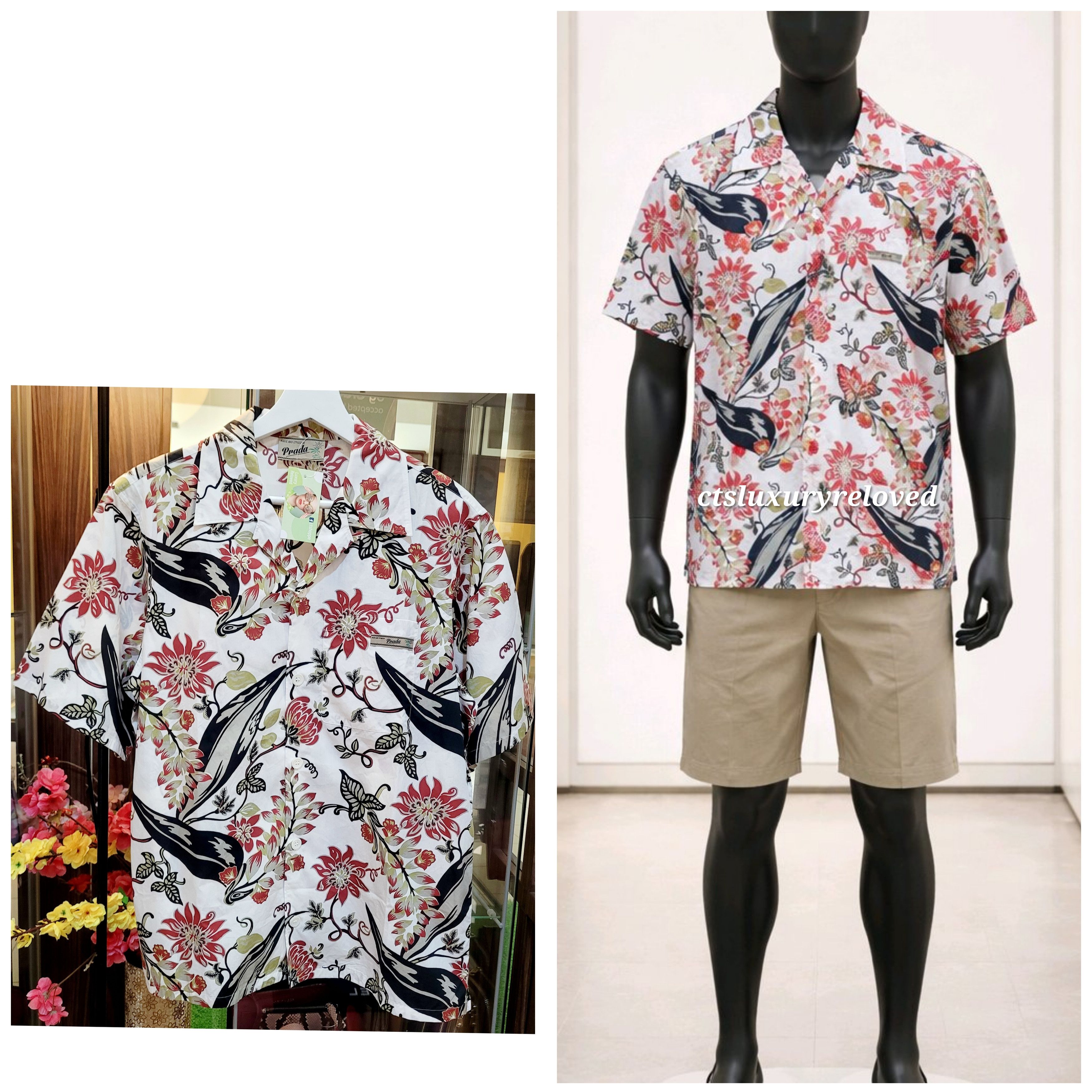 Prada Prada Men's Floral Print Light Cotton Shirt Size US M / EU 48-50 / 2 - 2 Thumbnail