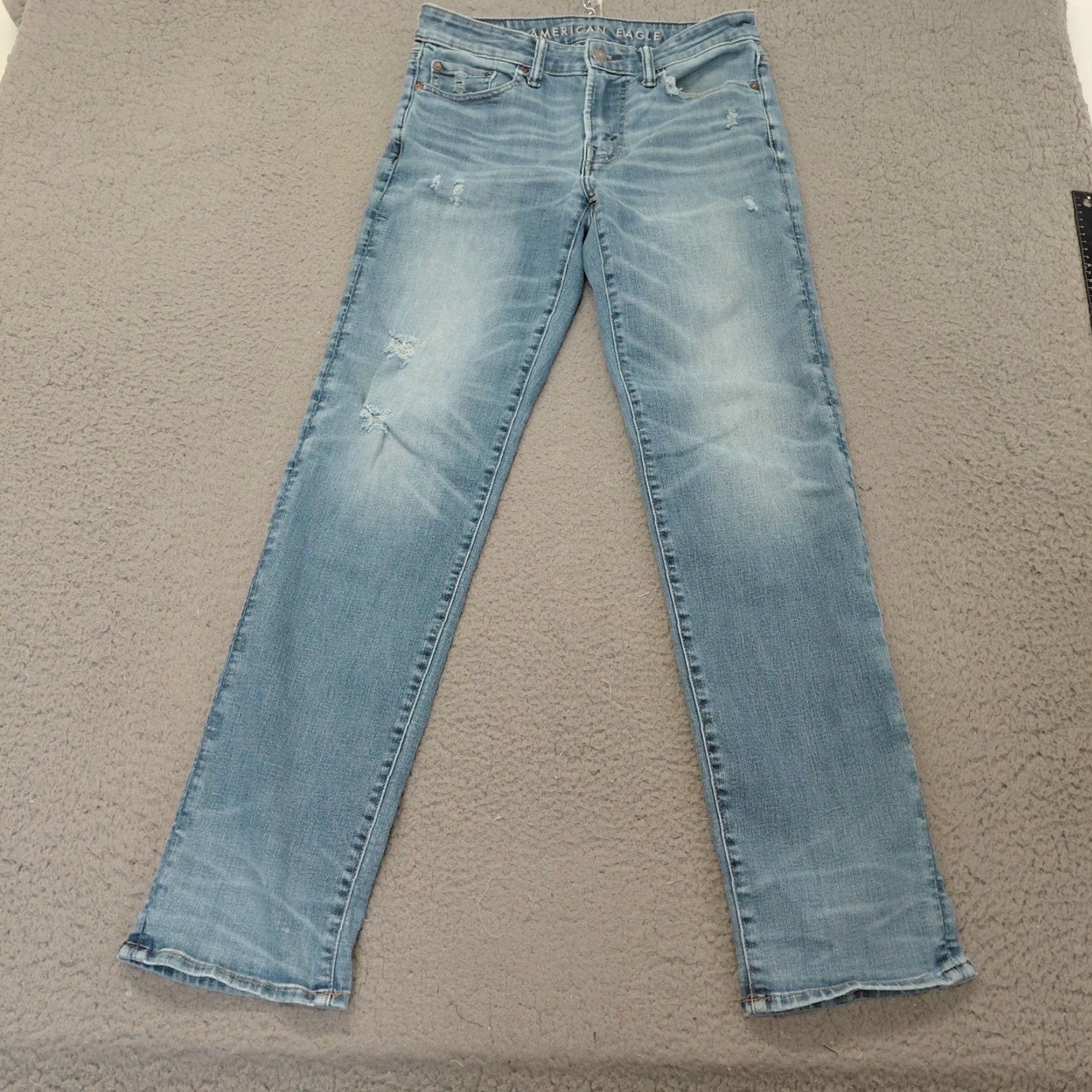 American Eagle Outfitters American Eagle Outfitters Jeans Men 30x34 Denim Distress AirFlex Temp Tech Indigo Waters Distressed 5-Pocket Baggy Regular Size US 30 / EU 46 - 2 Thumbnail