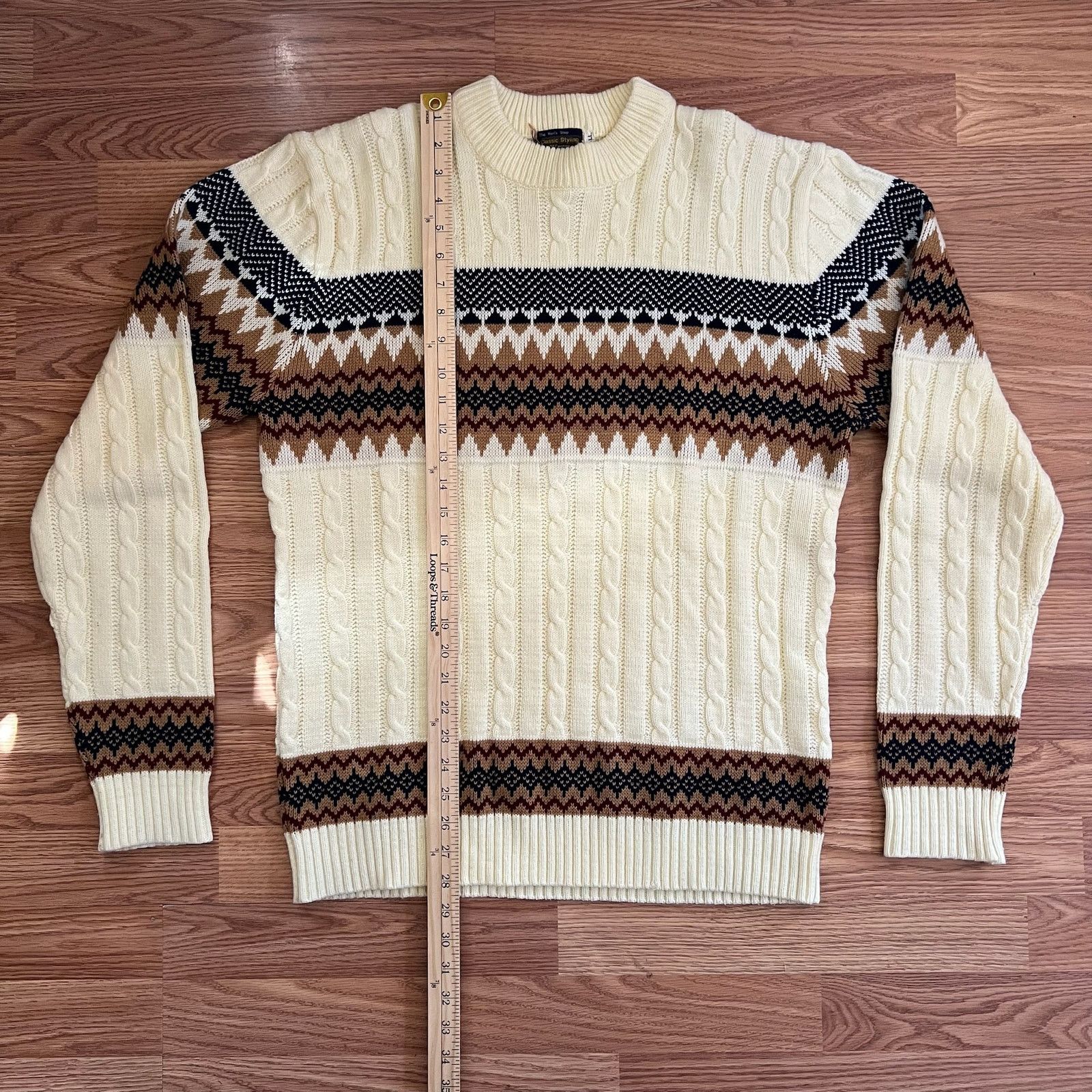 Vintage Vintage 90s Fair Isle Sweater XLT | Cable Knit Retro Grandpa Size US XL / EU 56 / 4 - 5 Thumbnail