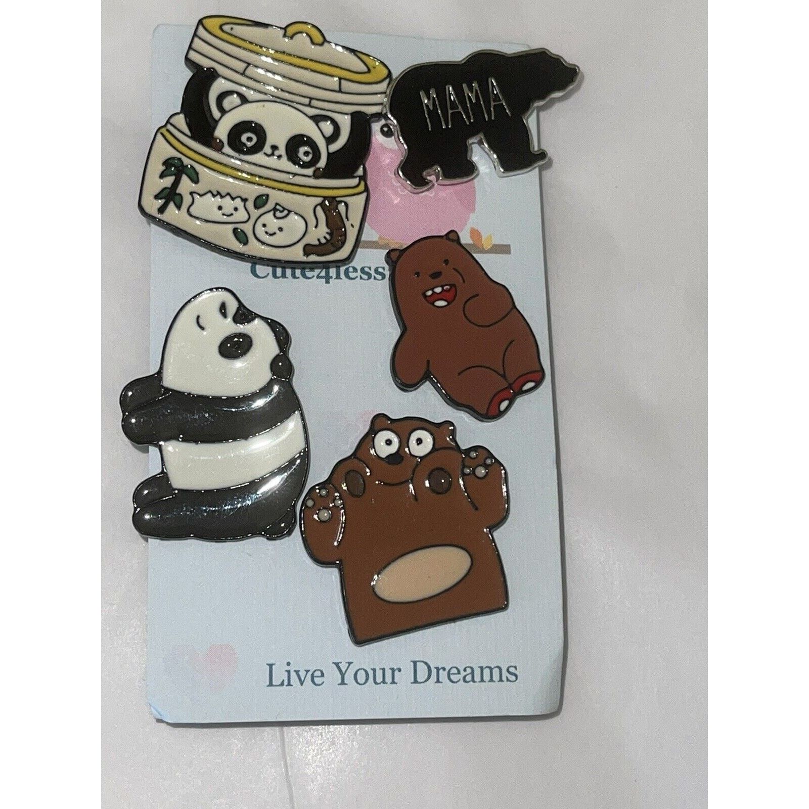 Other Lot Of 5 Pins Brooches Pin Bears Bear Panda Brown Mama Sushi Size ONE SIZE - 1 Preview