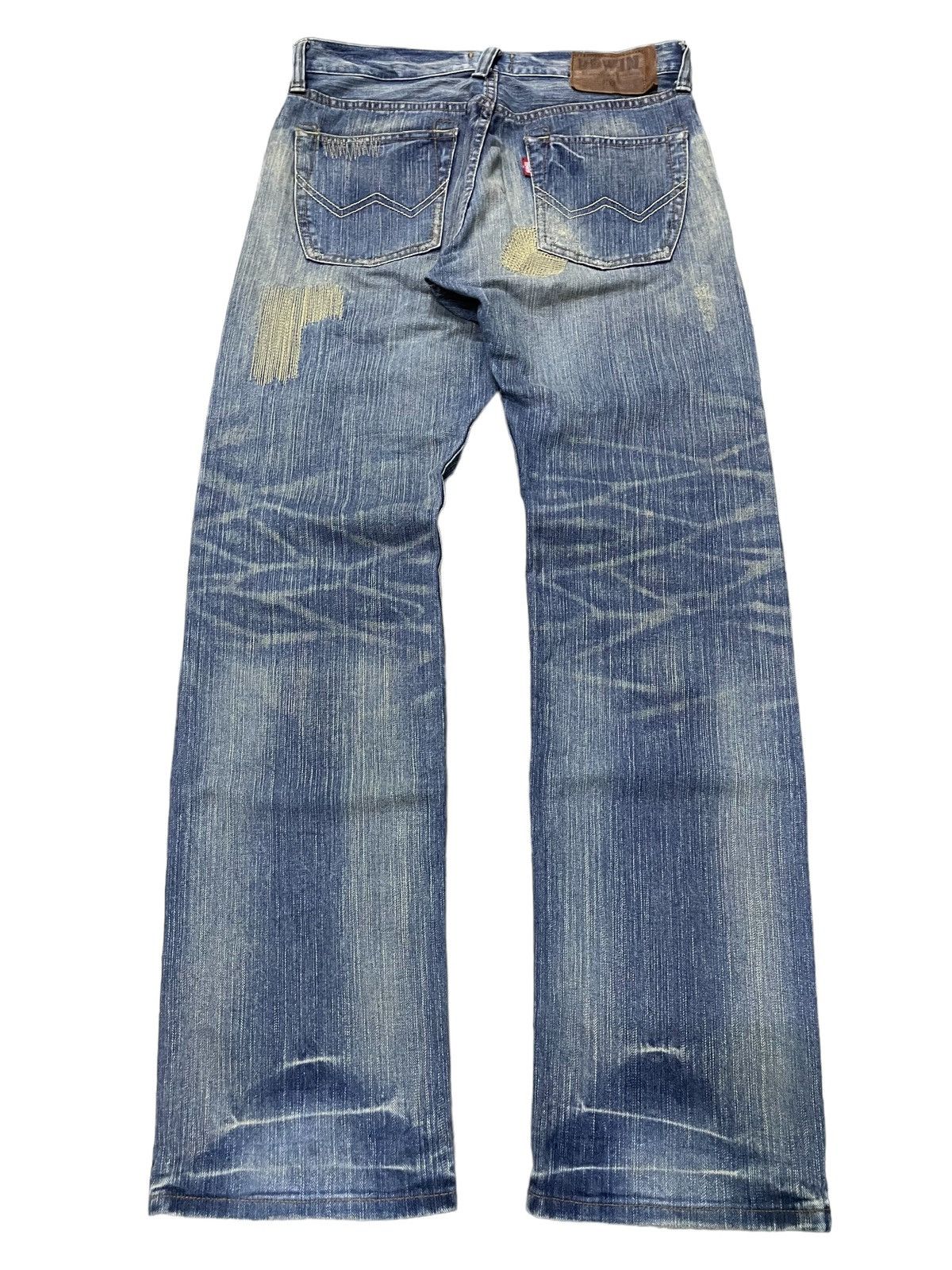 Edwin × Hysteric Glamour Vintage Edwin 403XV Patchwork Zig Zag Distressed Jeans Size US 32 / EU 48 - 2 Thumbnail