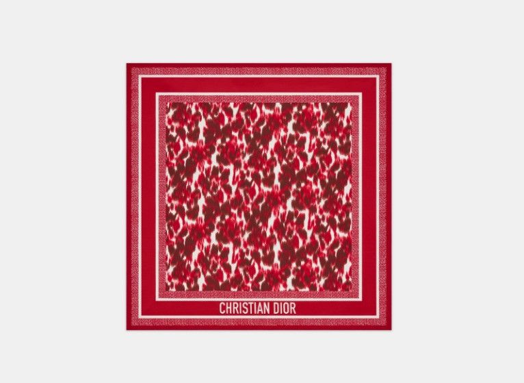Dior o1w1db10425 35WID0 Size: OS / Square Scarf in Red & Ivory Size ONE SIZE - 2 Thumbnail