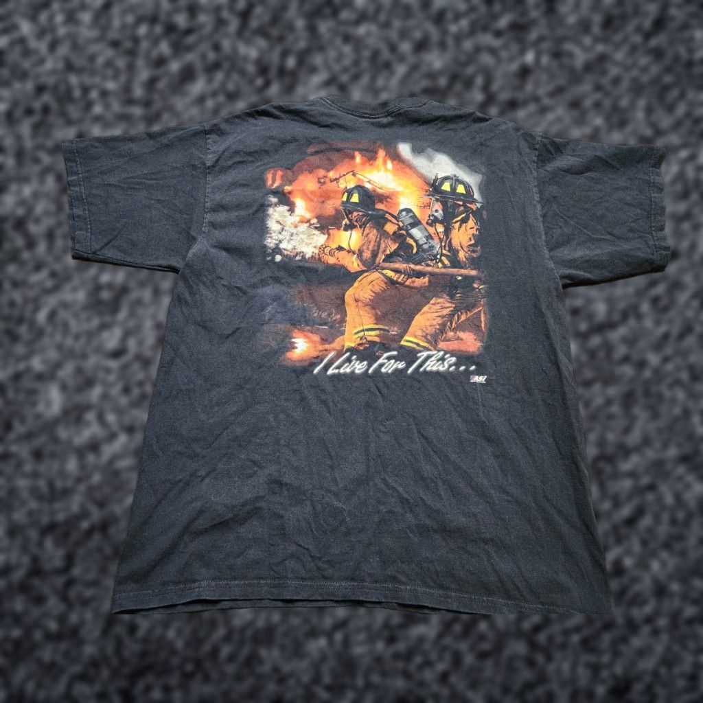 Gildan Mens XL Firefighter Not Just A Job Double Sided T Shirt Black Gildan Crew Neck Short Sleeve Size US XL / EU 56 / 4 - 1 Thumbnail