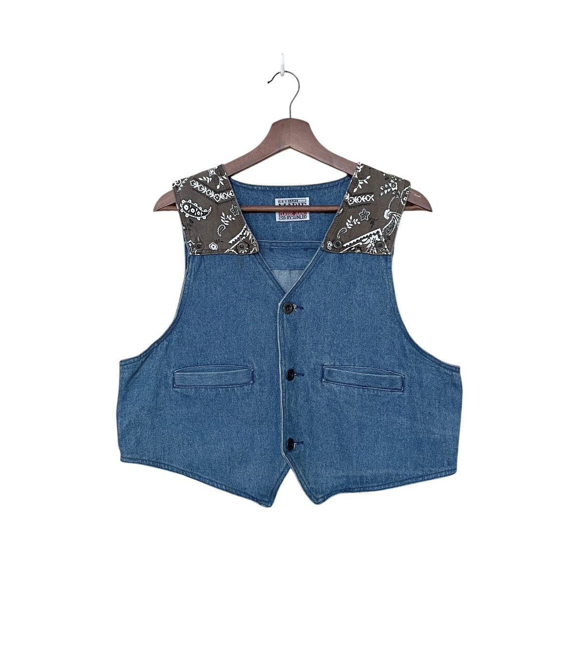 Vintage Japanese Brand Marie Patchwork Denim Vest 1990s