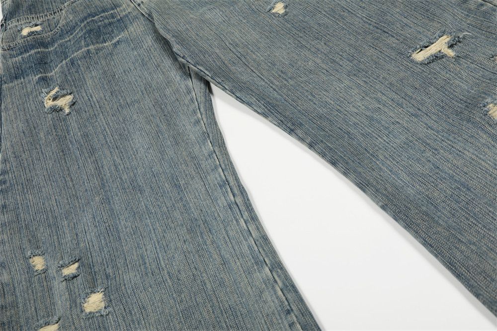 Jean Men's retro punk ripped distressed washed jeans Size US 32 / EU 48 - 4 Thumbnail