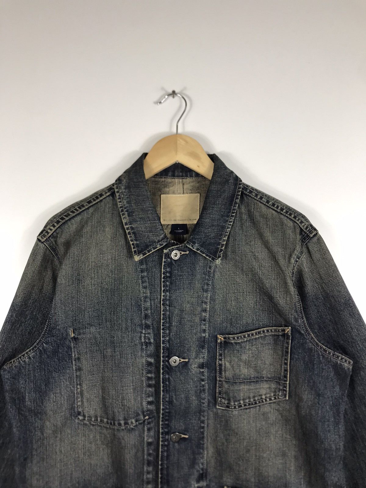 Gap × Vintage ⚡️Vintage Gap Denim Distressed Chore Workers Jacket Size US L / EU 52-54 / 3 - 4 Thumbnail