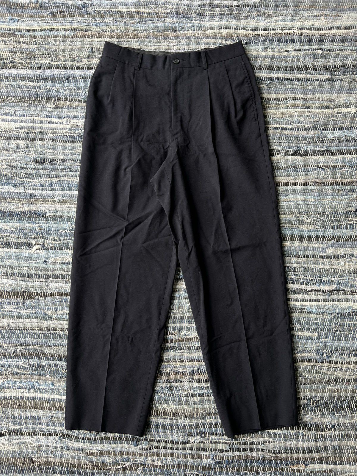 Yohji Yamamoto 1990s Yohji Yamamoto Black Minimal Gabardine 🎈Trousers Pants Size US 31 - 2 Thumbnail