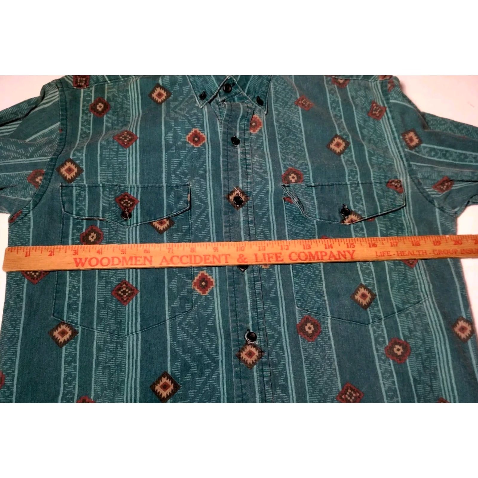 Altea VINTAGE Frontier Series Western Shirt S Teal Geometric Button-Up Casual Cowboy Ranchwear Mens Size US S / EU 44-46 / 1 - 5 Thumbnail