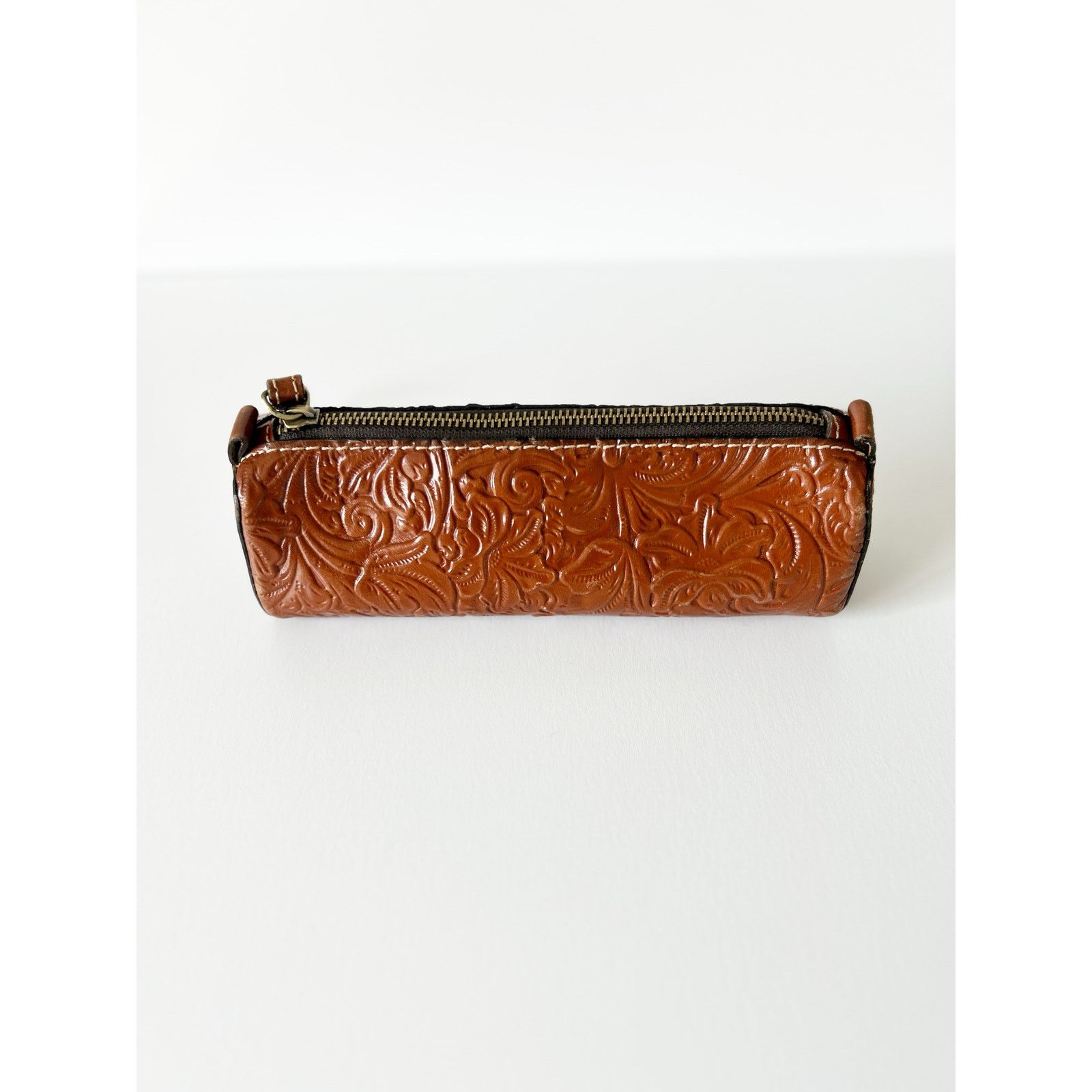 Patricia Nash Patricia Nash Embossed Leather Brown Pencil Case Size ONE SIZE - 1 Thumbnail