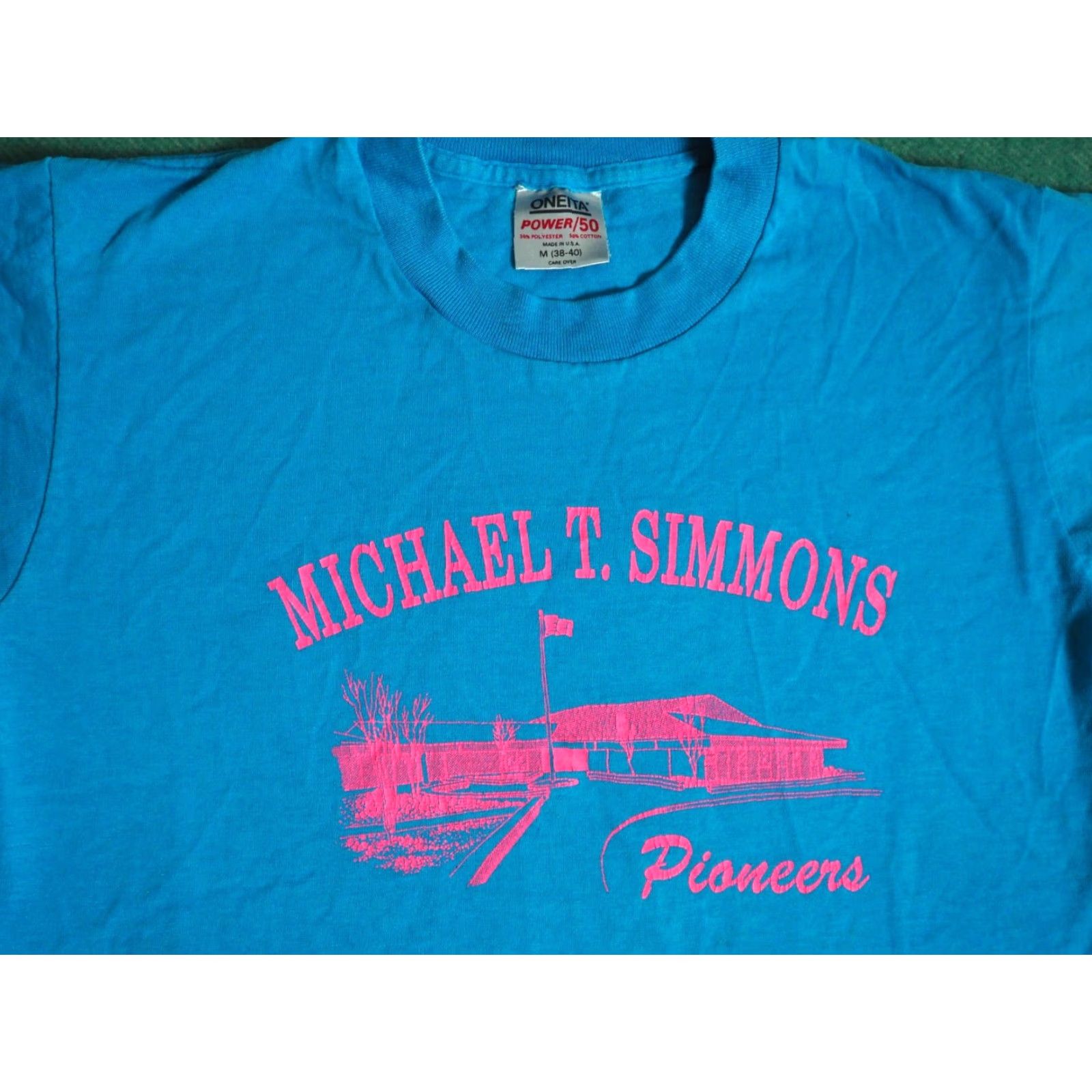 Vintage VINTAGE Oneita Tee Shirt M Blue 80s 90s VTG PNW Tumwater Pioneers School WA USA Mens M T-Shirt Graphic Tee Size US M / EU 48-50 / 2 - 3 Thumbnail