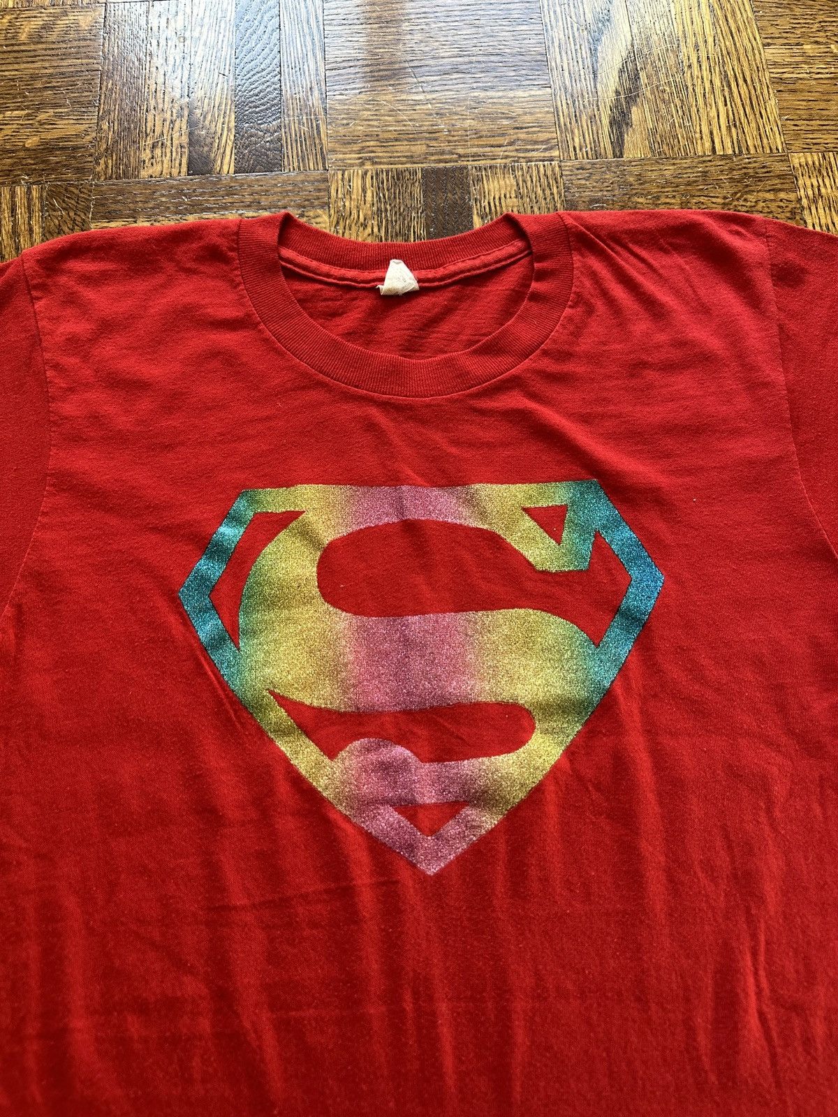 Vintage Vintage 70s Superman Rainbow Logo Graphic Tee Size US S / EU 44-46 / 1 - 5 Thumbnail