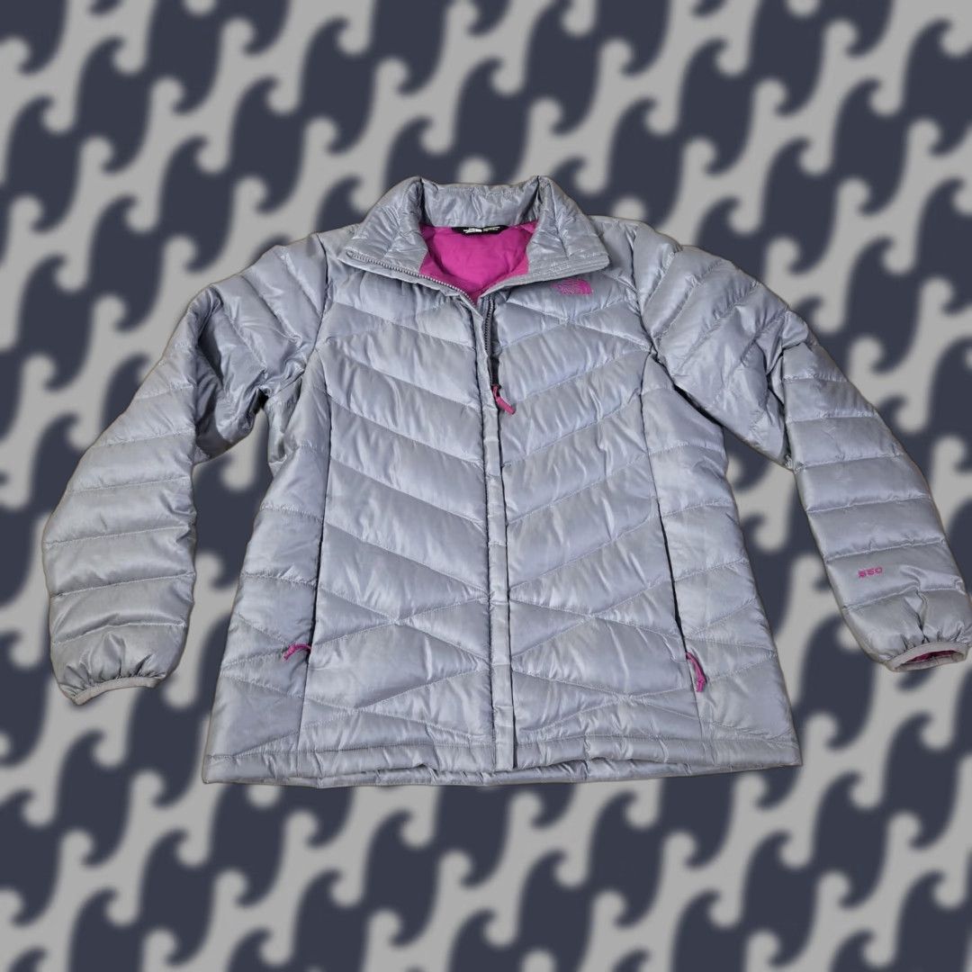 The North Face The North Face Jacket Womens Large Gray 550 Down Puffer Quilted Pink Lining Size L / US 10 / IT 46 - 1 Thumbnail
