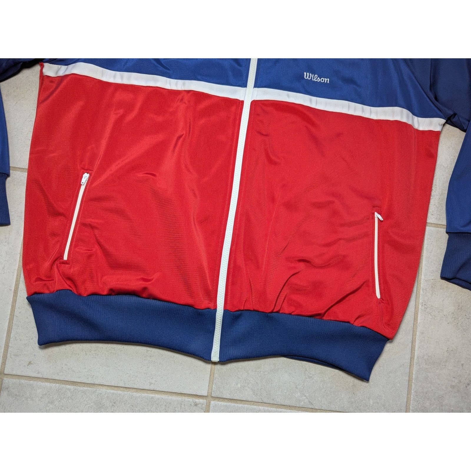 Wilson Vintage Wilson Men's XL Full Zip Track Jacket Blue Red Size US XL / EU 56 / 4 - 2 Thumbnail