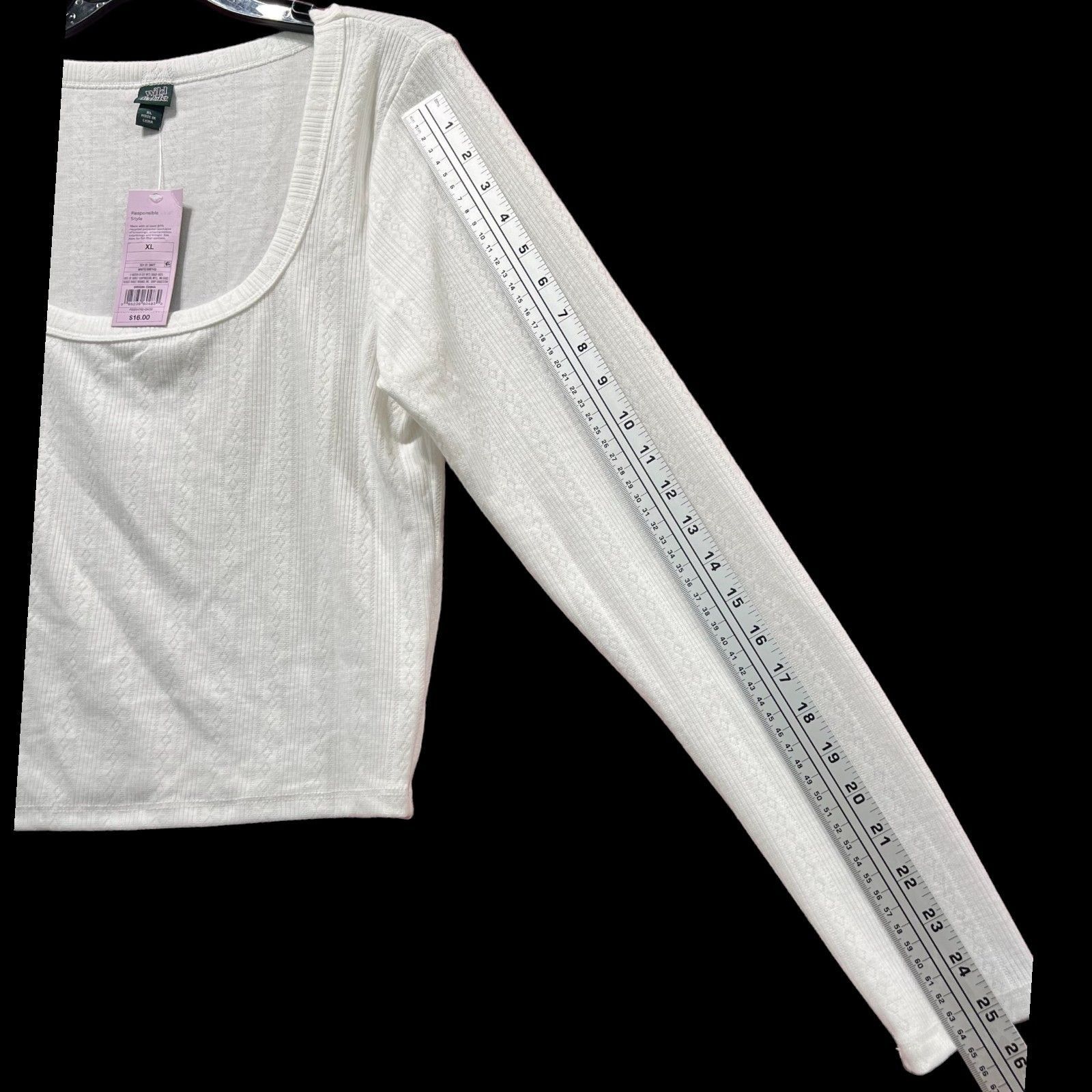 Other Wild Fable - Women's Long Sleeve Square Neck Pointelle T-Shi Size XL / US 12-14 / IT 48-50 - 8 Thumbnail