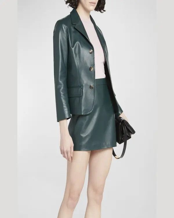 Marni oc11z0525 Lambskin Leather Jacket in Green Size XL / US 12-14 / IT 48-50 - 2 Thumbnail
