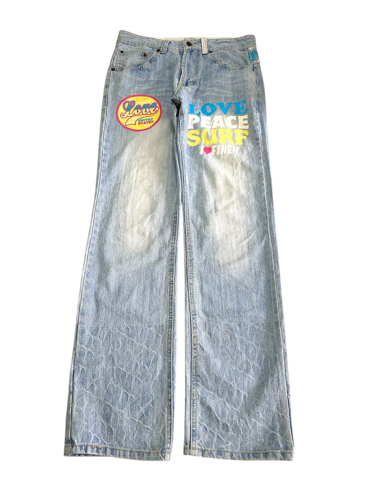 Japanese Brand × Vintage Vintage Japanese CLONE DEVGRU Love Peace Surf Jeans Size US 31 - 3 Thumbnail