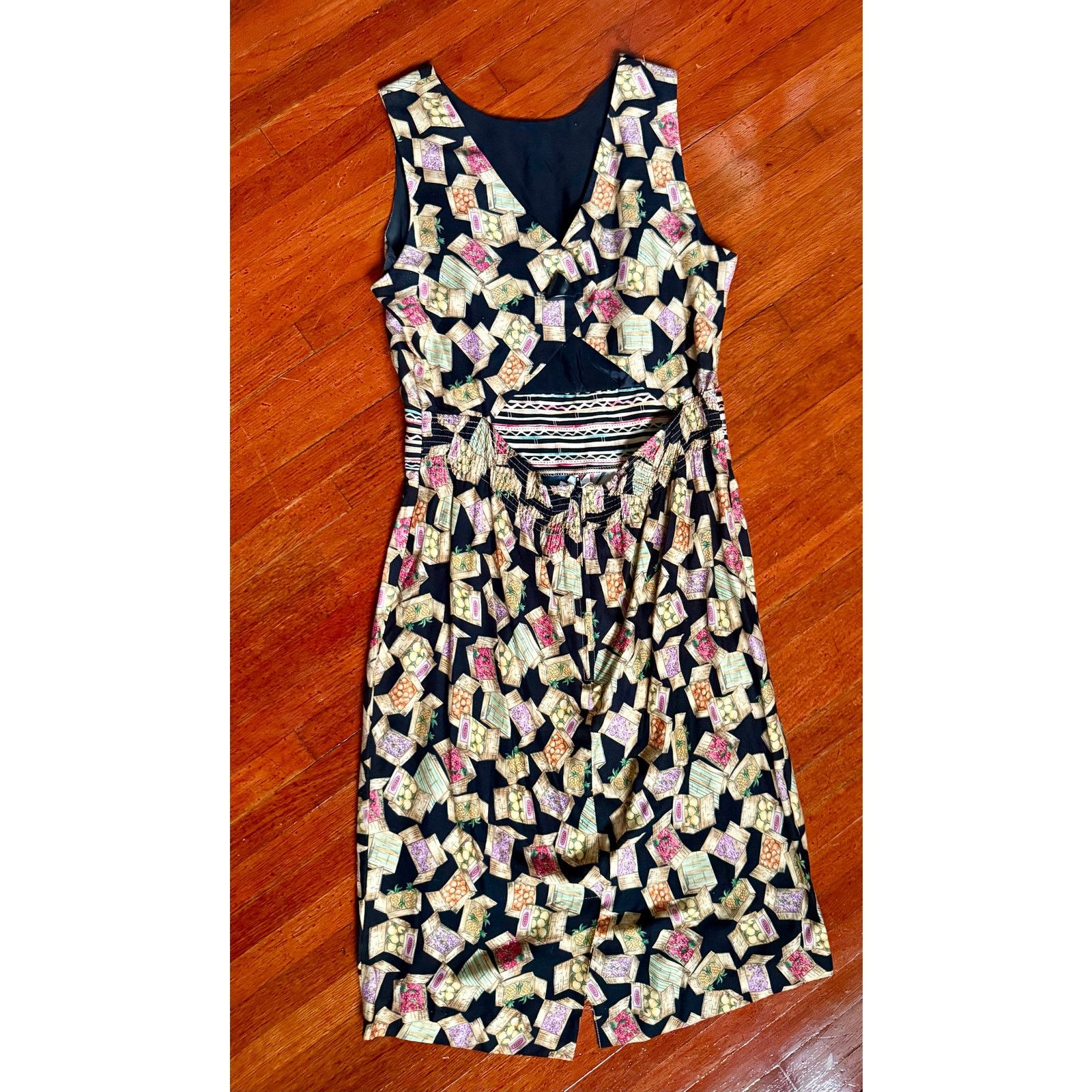 Vintage Vintage 90s Farmers Market Fruit Cut Out Mini Dress Small XS Size XS / US 0-2 / IT 36-38 - 5 Thumbnail